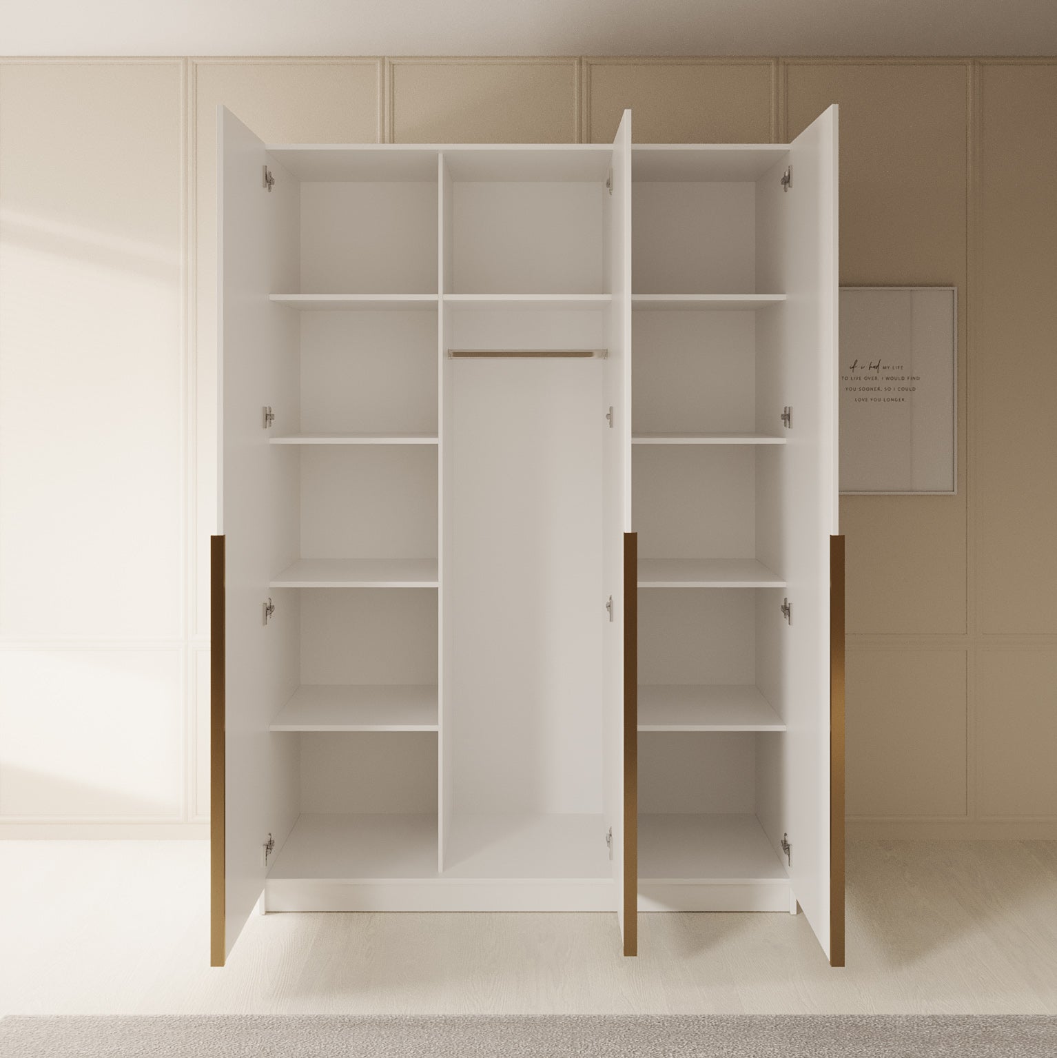Sabre 2 - Kledingkast met spiegel - Wit - 150x58x215 cm