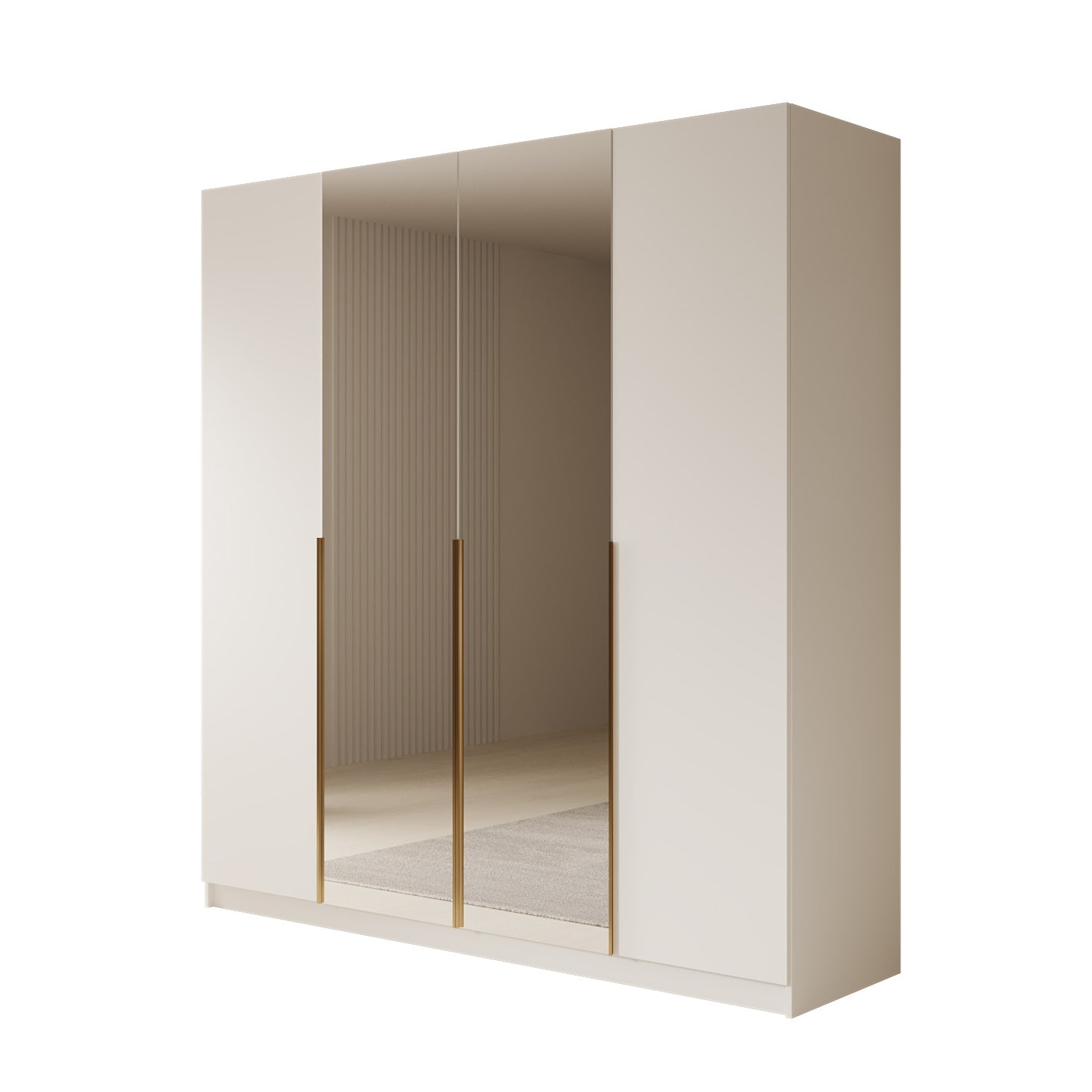 Sabre 2 - Kledingkast met spiegel - Wit - 200x58x215 cm