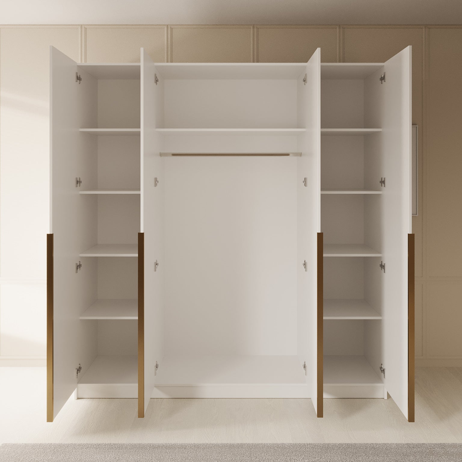 Sabre 2 - Kledingkast met spiegel - Wit - 200x58x215 cm