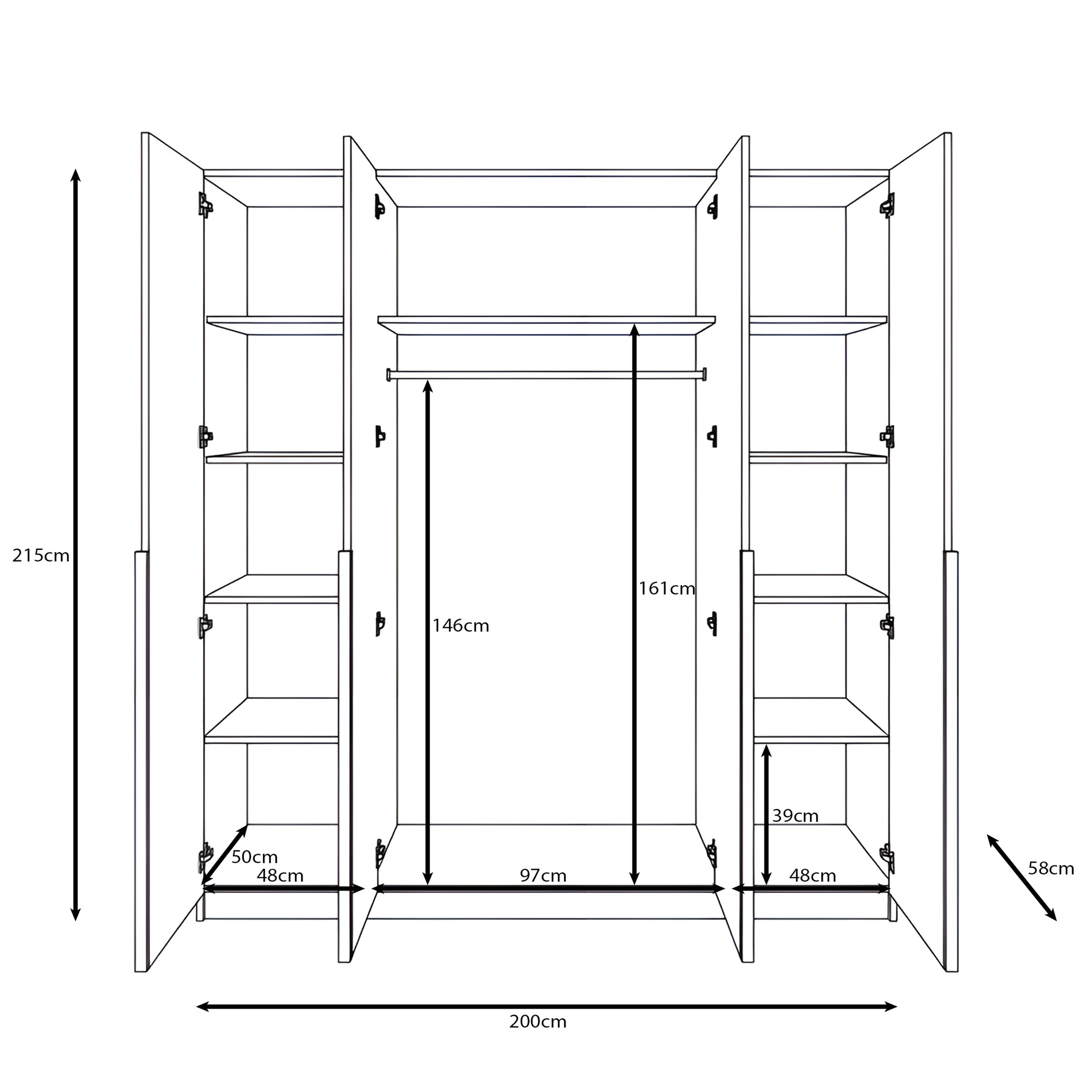 Sabre - Kledingkast met spiegel - Beige - 200x58x215 cm