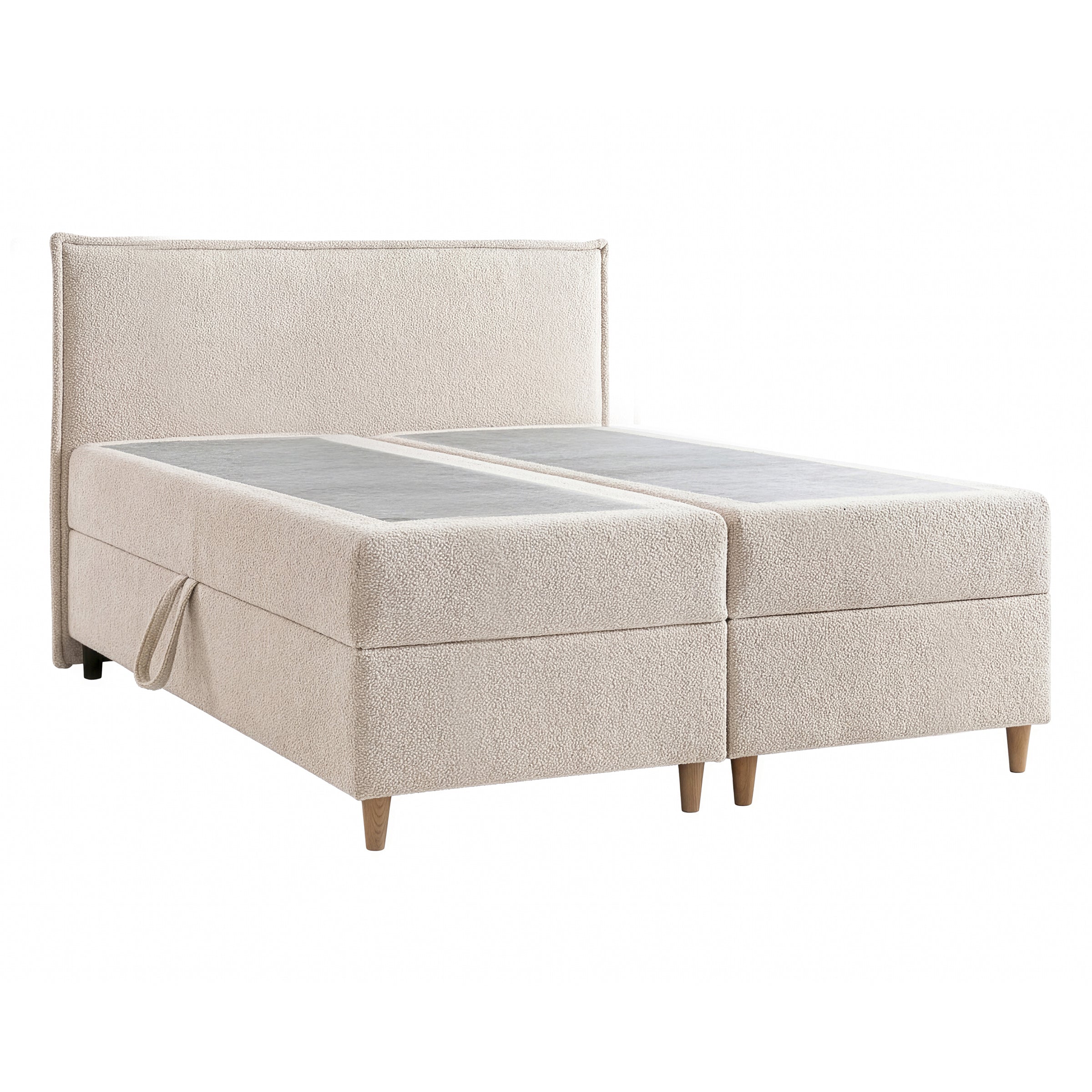 Saku - Boxspring met opbergruimte - Stof beige - 140x200 cm – Meubella