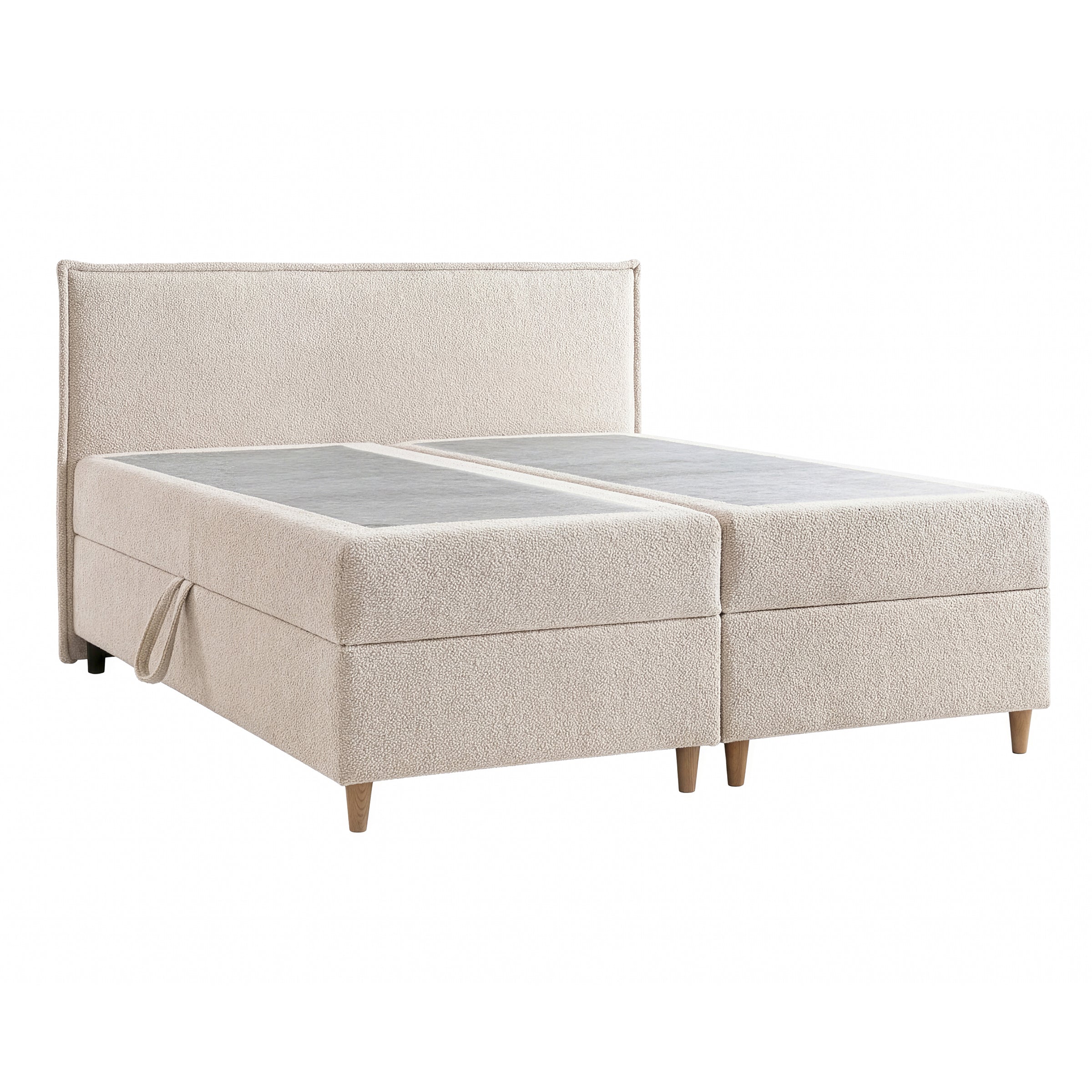 Saku - Boxspring met opbergruimte -  Stof beige - 160x200 cm
