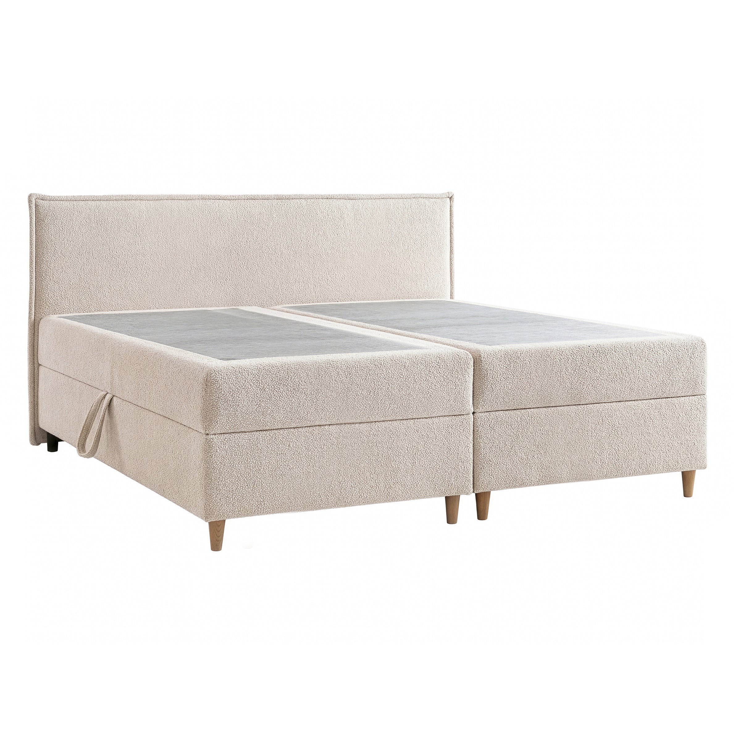 Saku - Boxspring met opbergruimte -  Stof beige - 180x200 cm