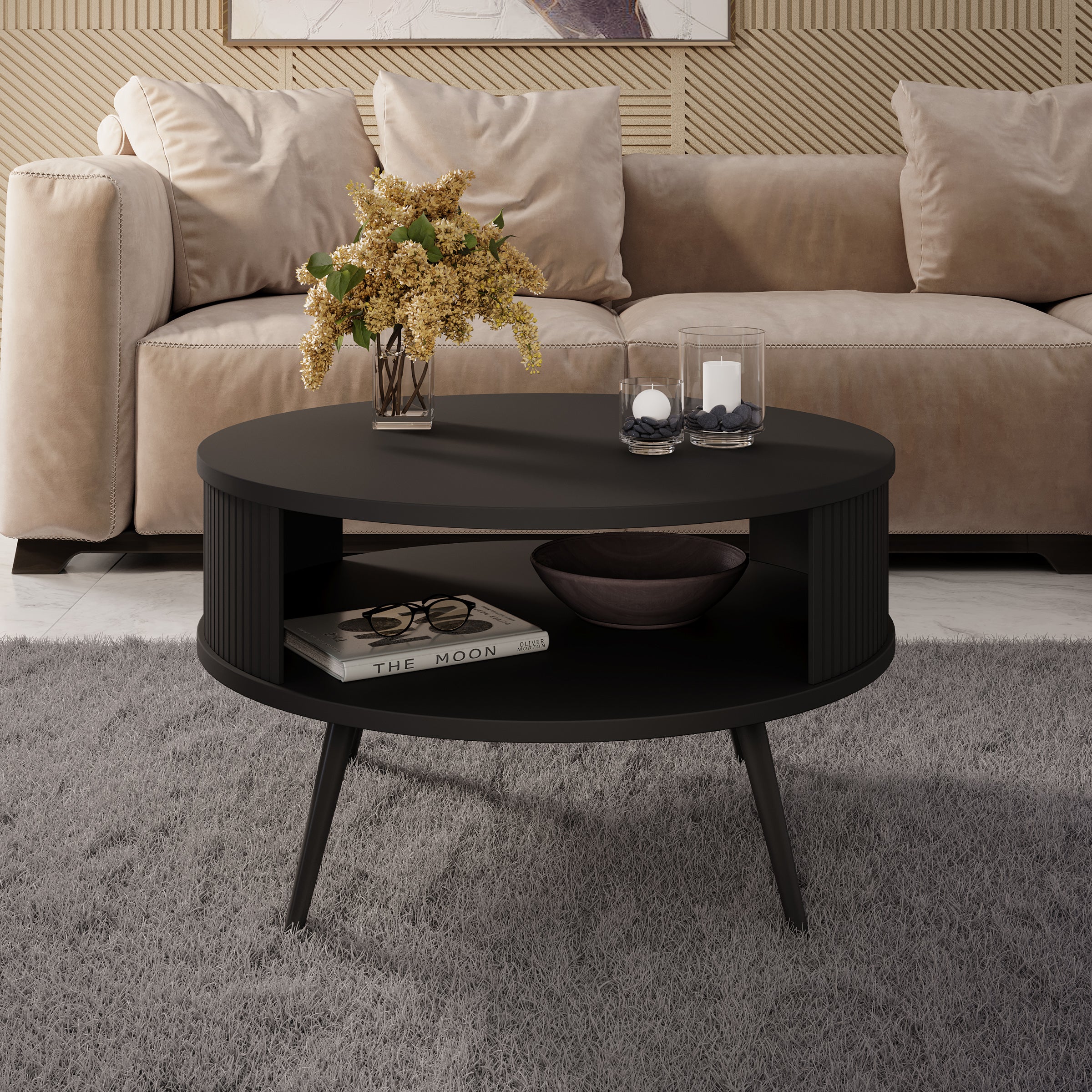 Salontafel Riley - Zwart  - 76x76x44 cm