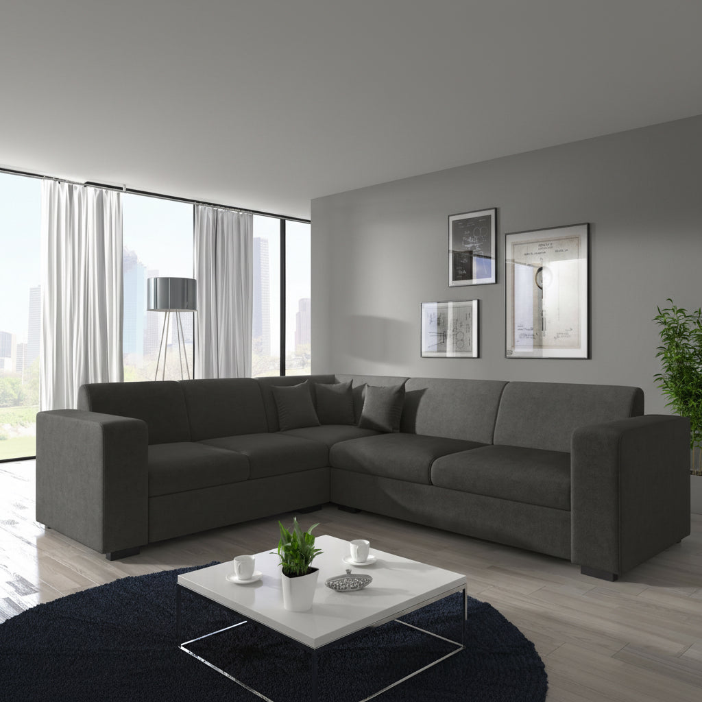 Santana - Hoekbank 4-zits - Velvet grijs - Links - 270x23x78 cm