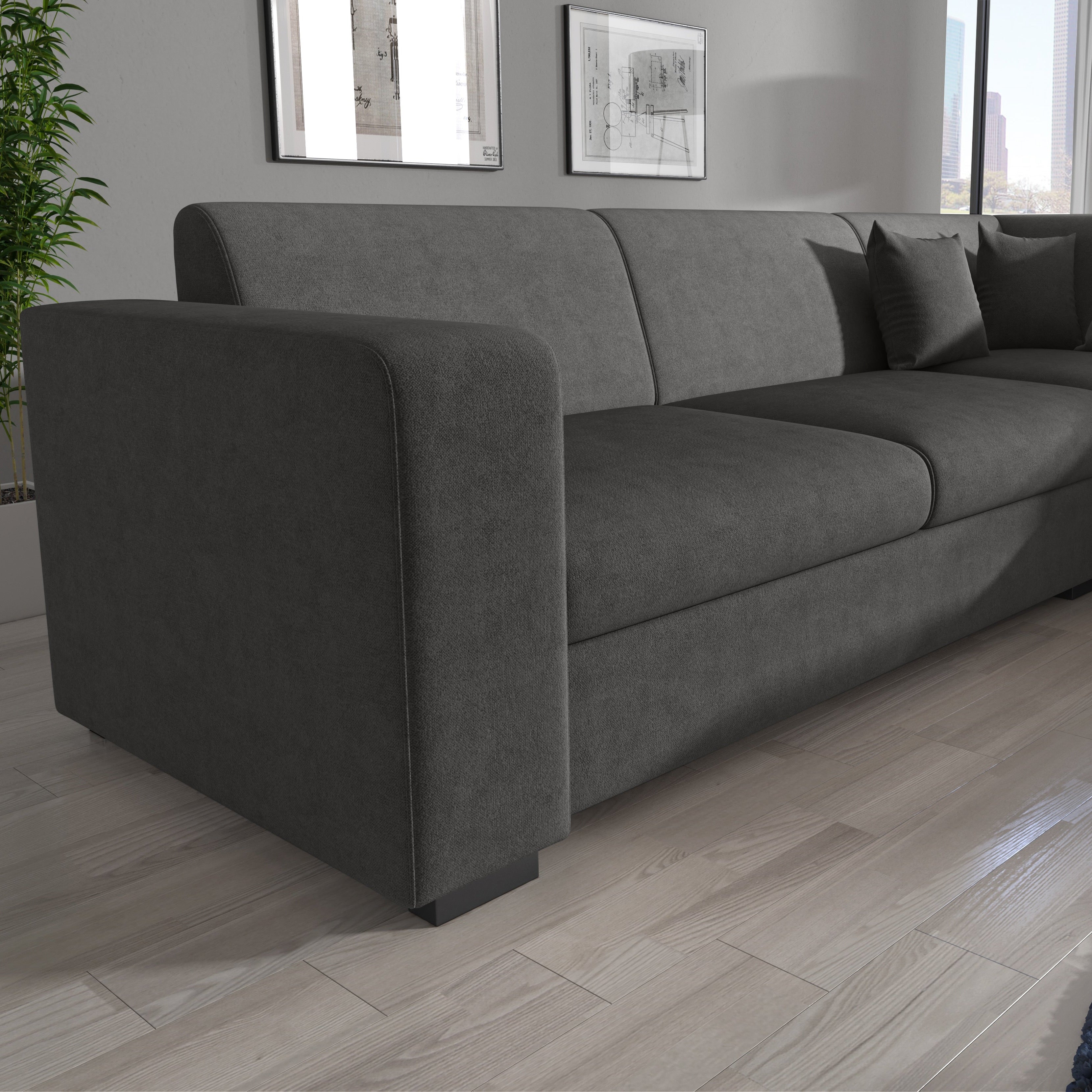 Santana - Hoekbank 4-zits - Velvet grijs - Links - 270x23x78 cm