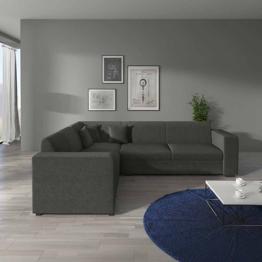 Santana - Hoekbank 4-zits - Velvet grijs - Links - 270x23x78 cm