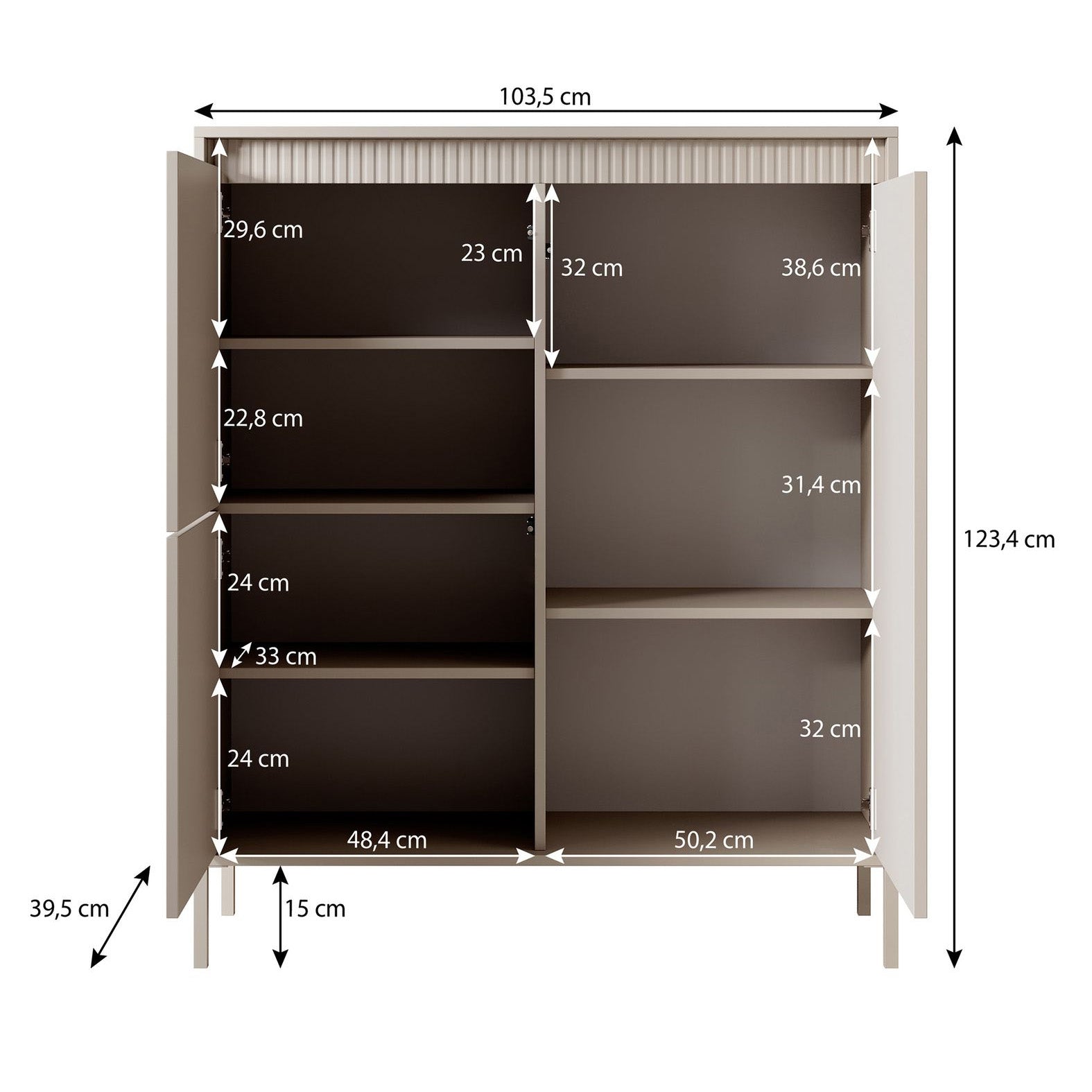 Saran - Dressoir - Beige - 104x40x123 cm