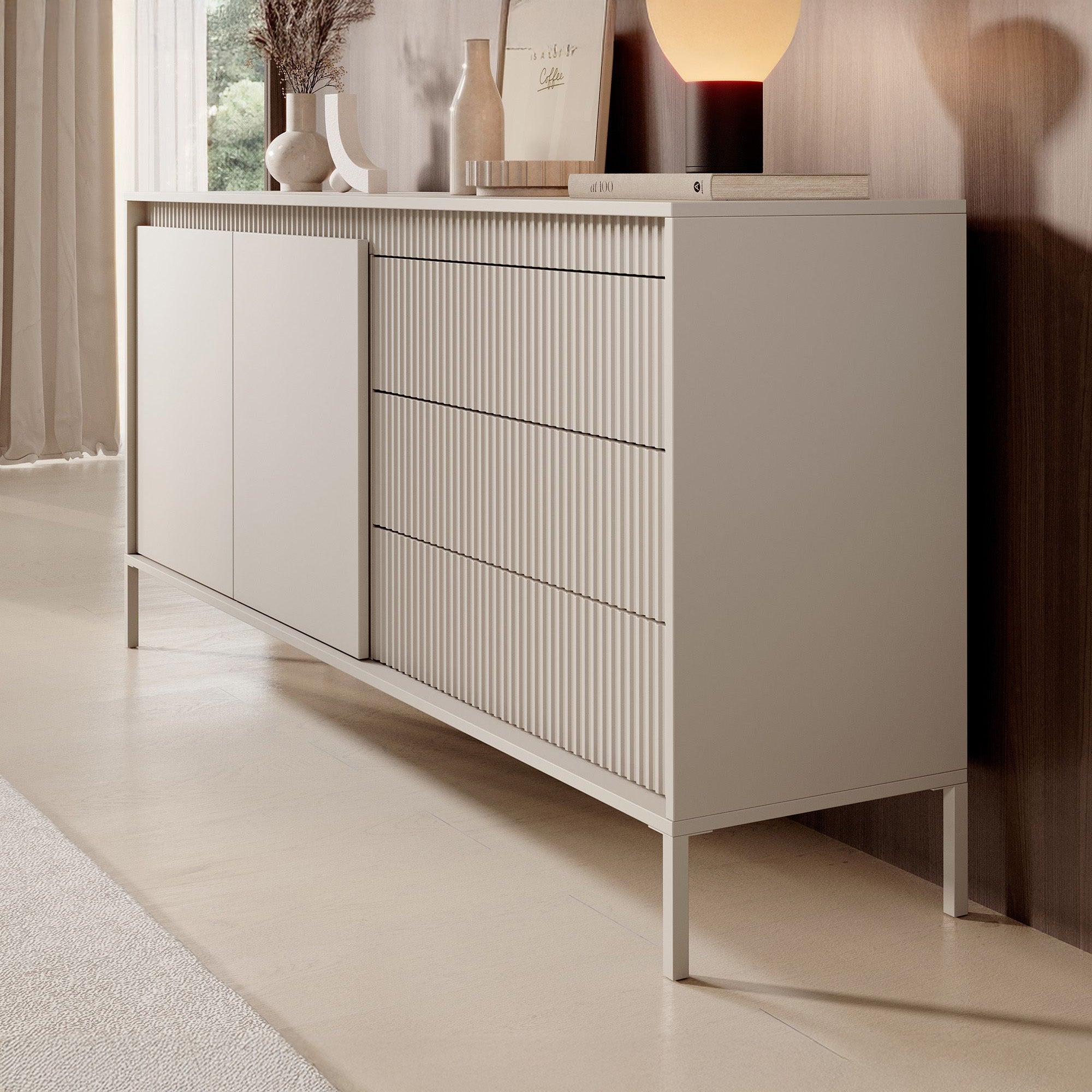 Saran - Dressoir - Beige - 187x40x81 cm
