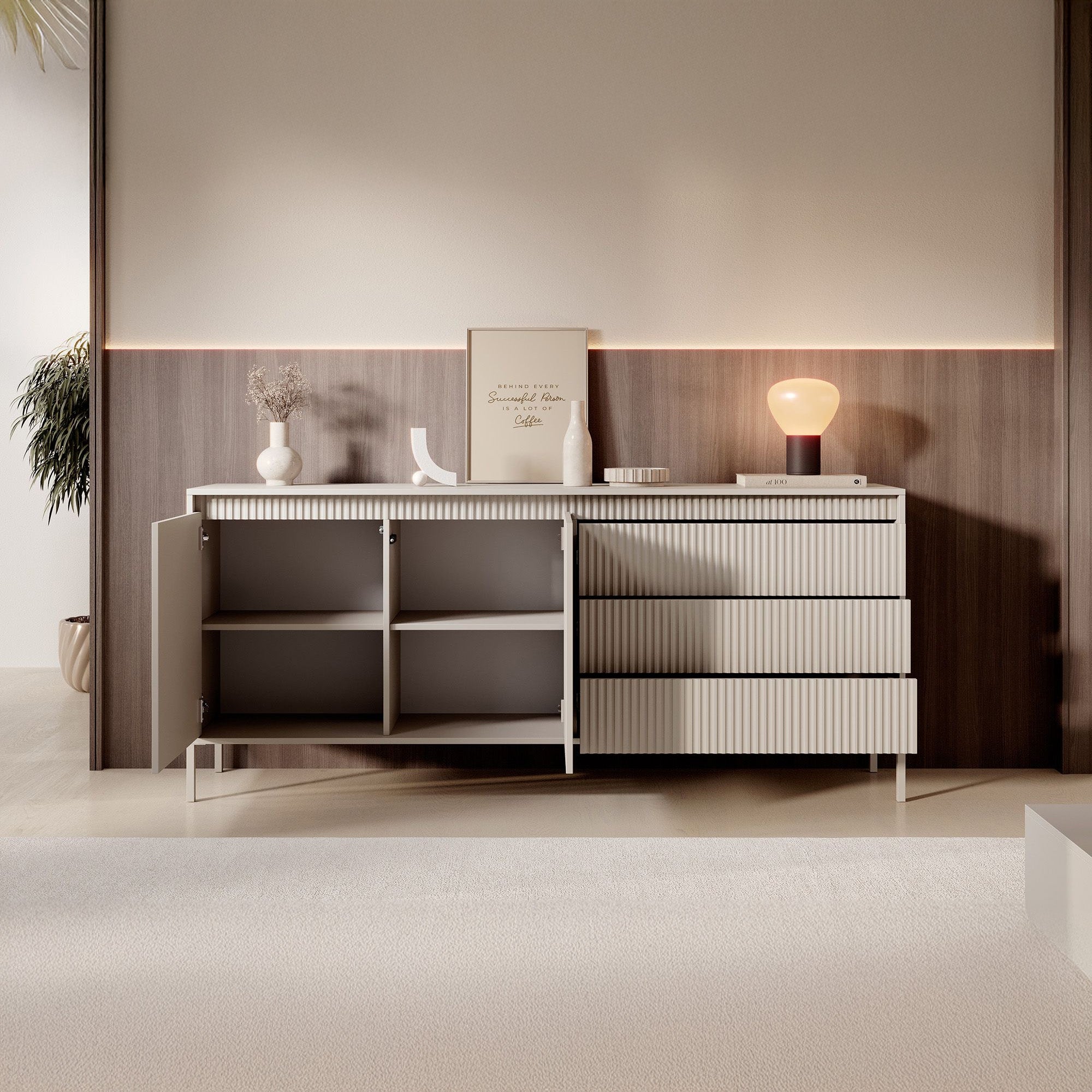 Saran - Dressoir - Beige - 187x40x81 cm