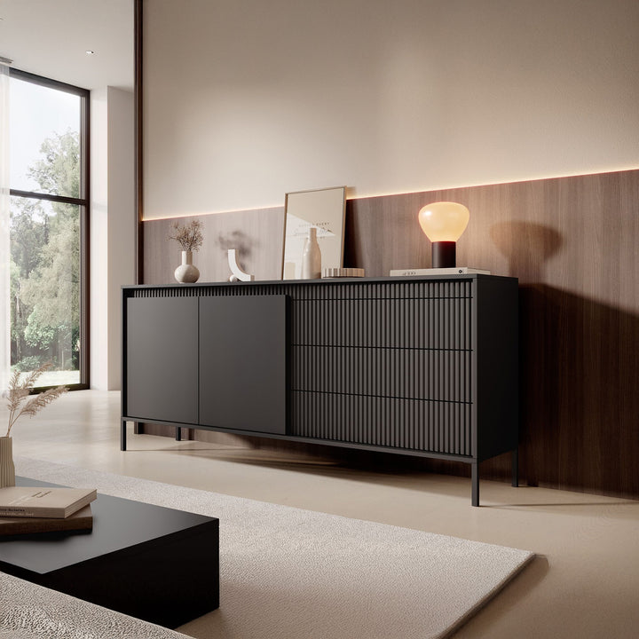 Saran - Dressoir - Zwart - 187x40x81 cm