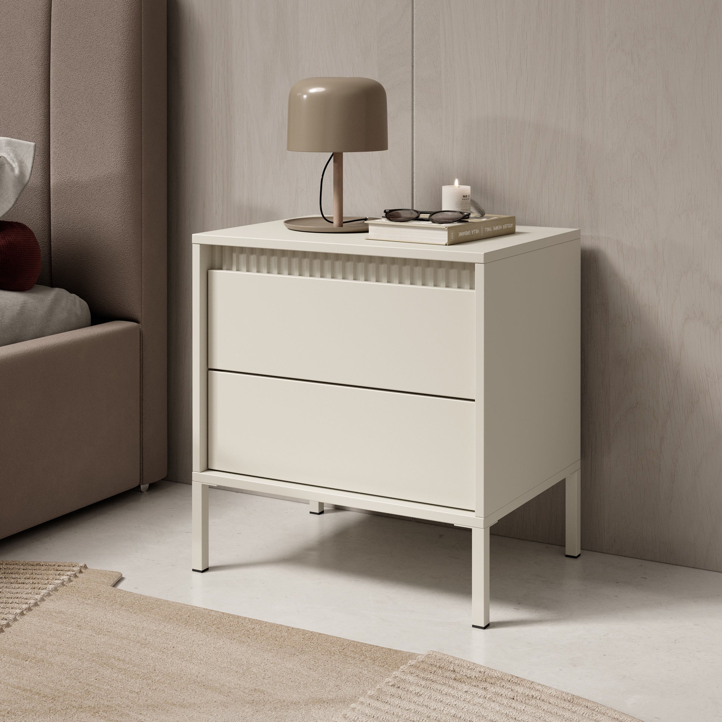 Saran - Nachtkastje - Beige - 54x40x56 cm