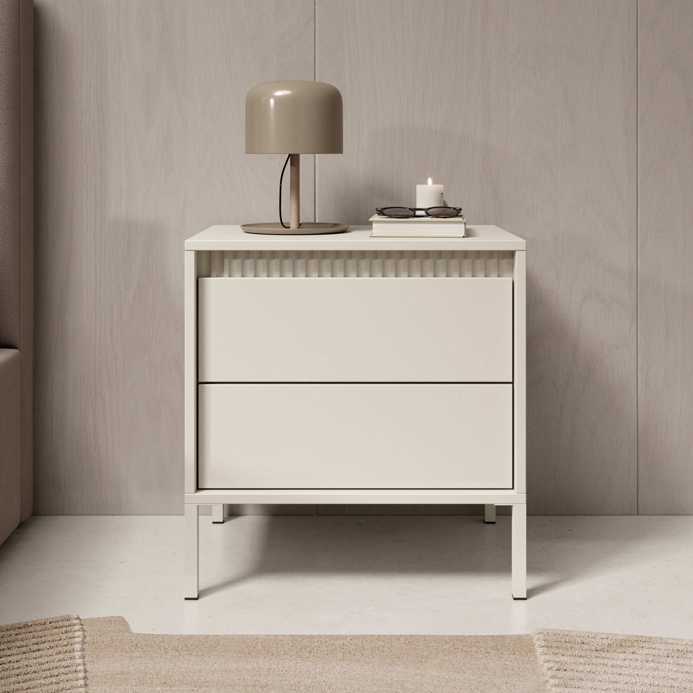 Saran - Nachtkastje - Beige - 54x40x56 cm