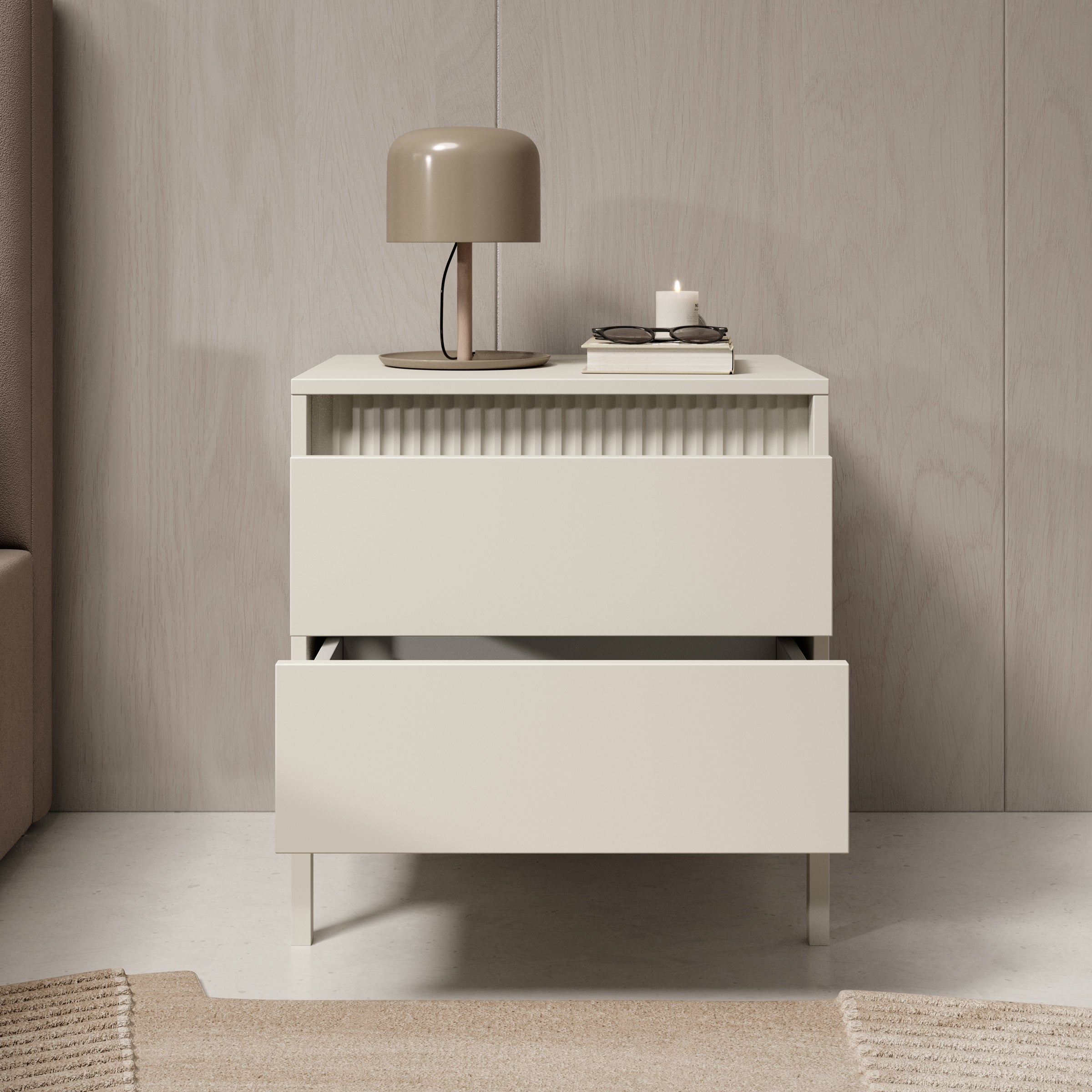 Saran - Nachtkastje - Beige - 54x40x56 cm