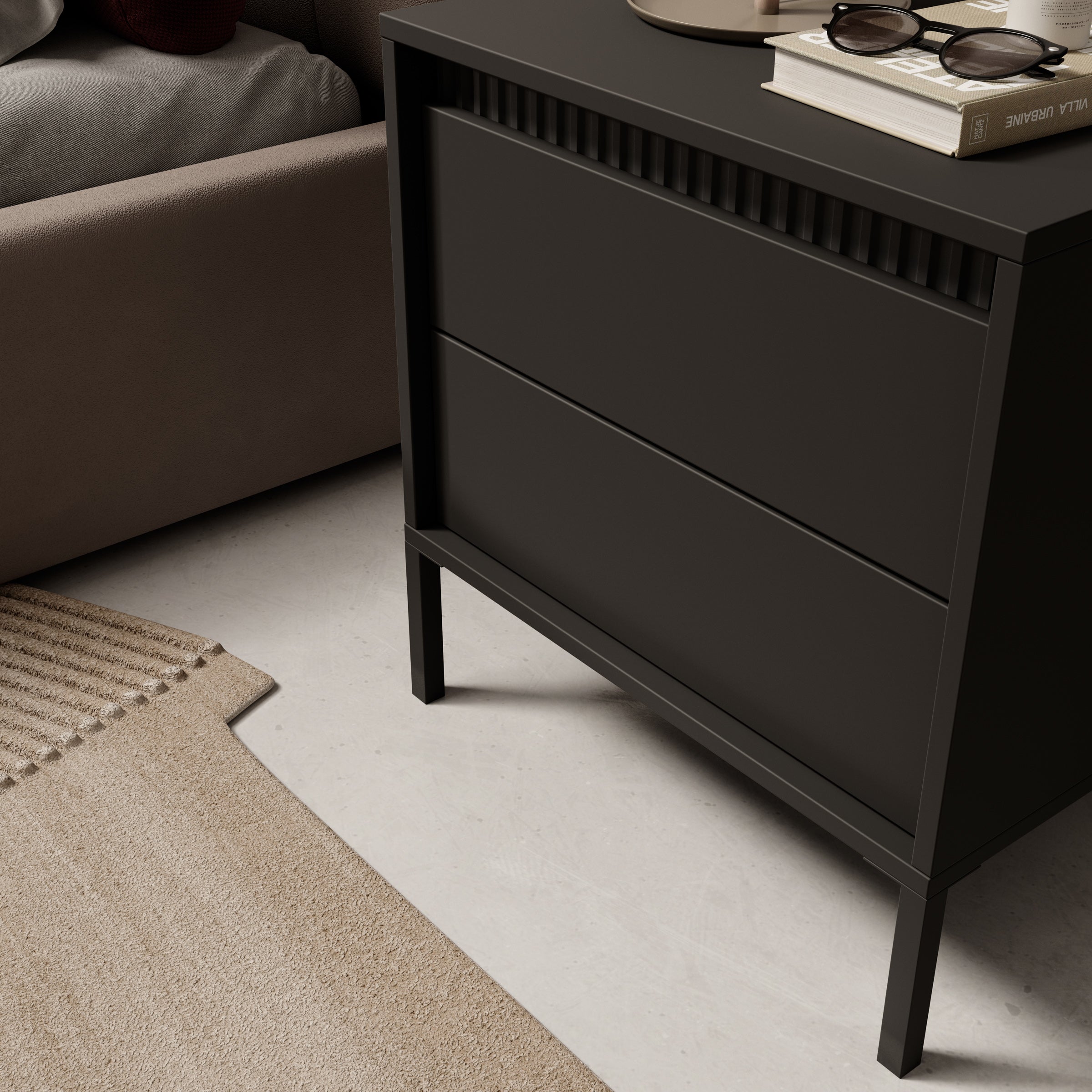 Saran - Nachtkastje - Zwart - 54x40x56 cm