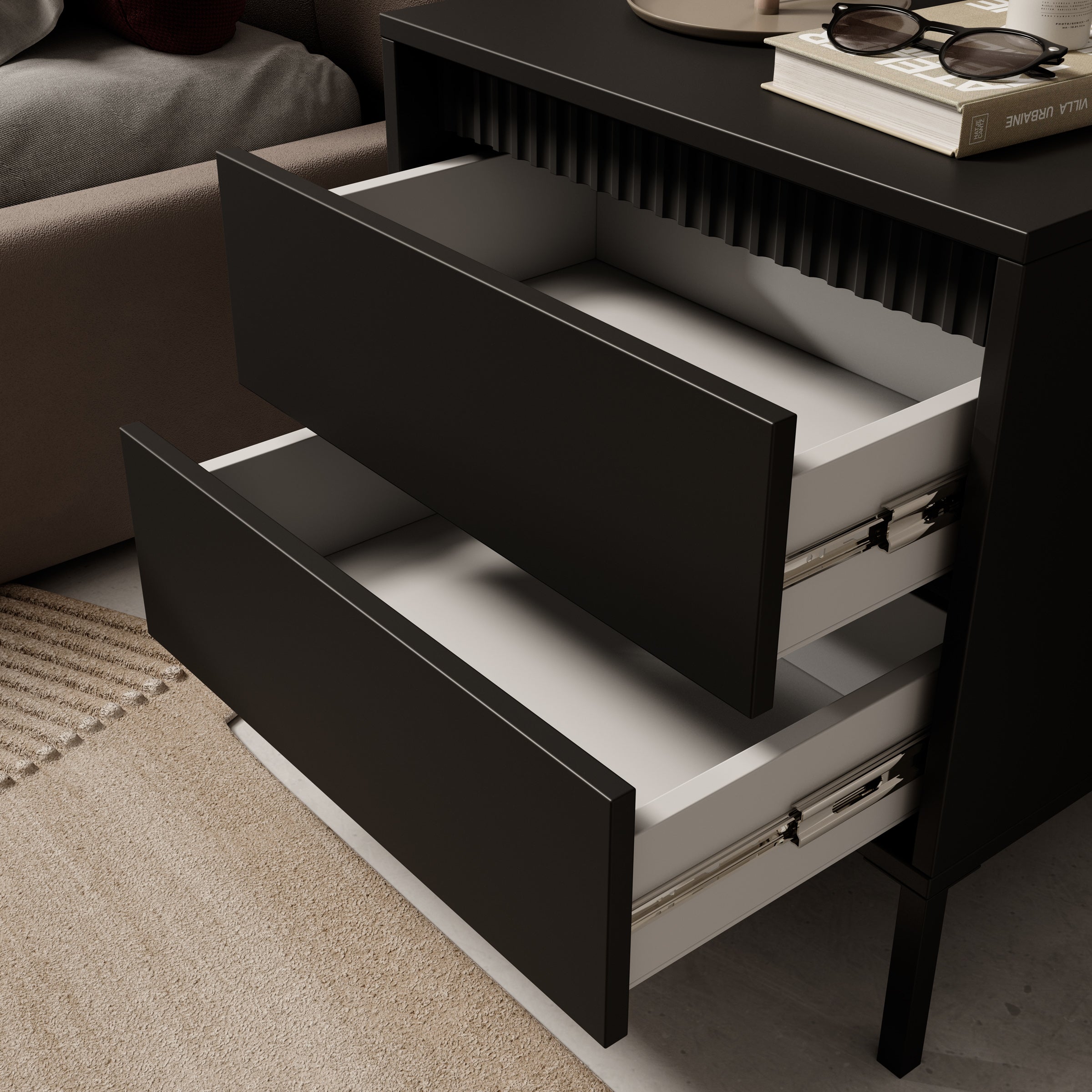 Saran - Nachtkastje - Zwart - 54x40x56 cm