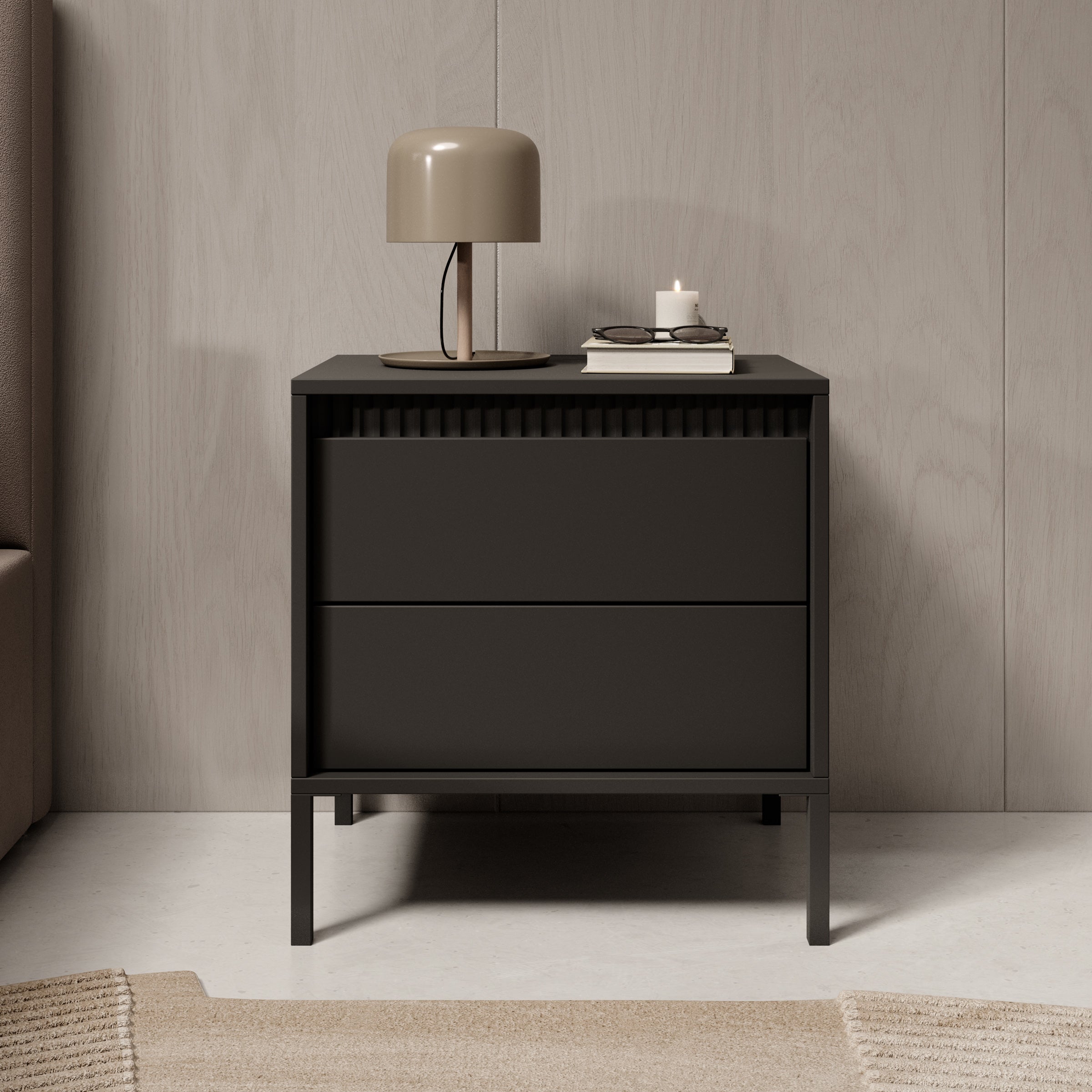 Saran - Nachtkastje - Zwart - 54x40x56 cm