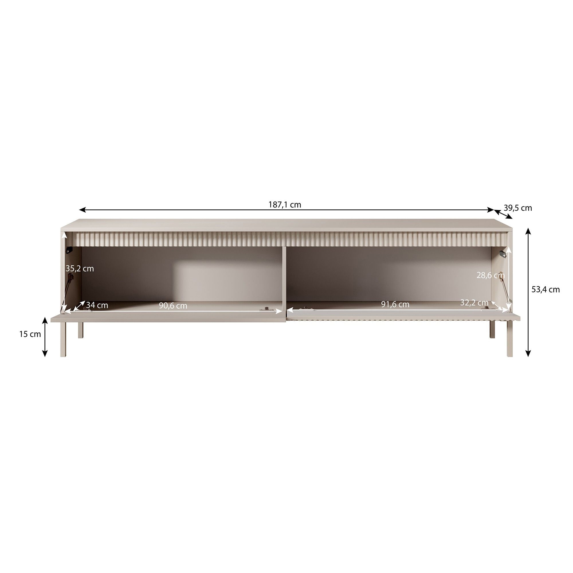 Saran - TV-Meubel - Beige  - 187x40x53 cm