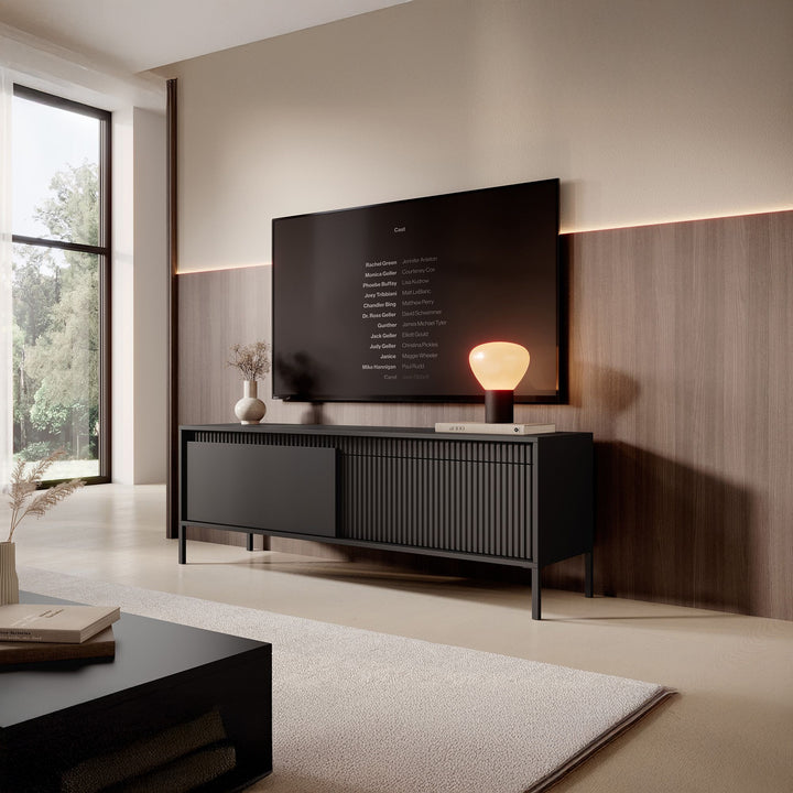 Saran - TV-Meubel - Mat zwart  - 154x40x53 cm