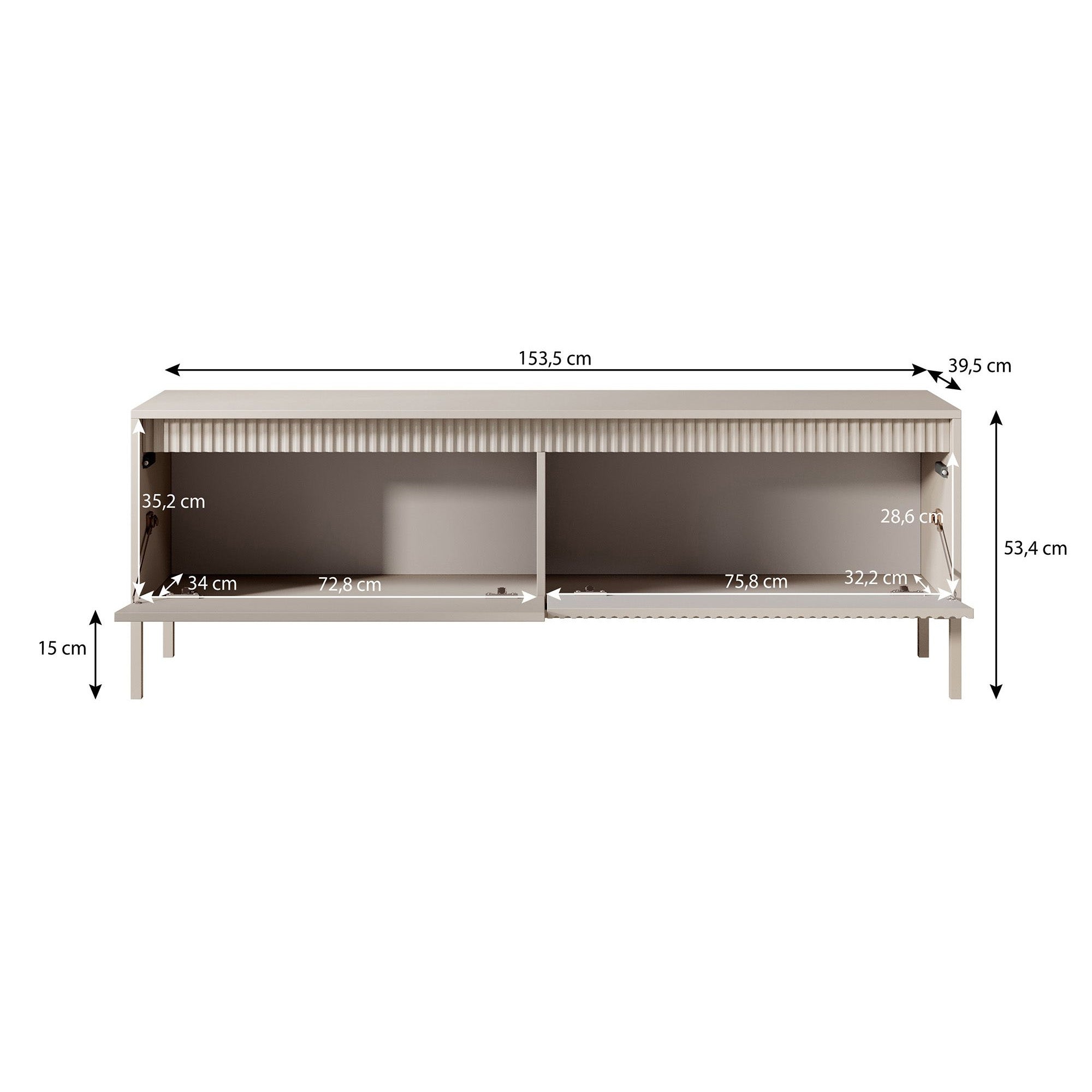 Saran - TV-Meubel - Mat zwart  - 154x40x53 cm