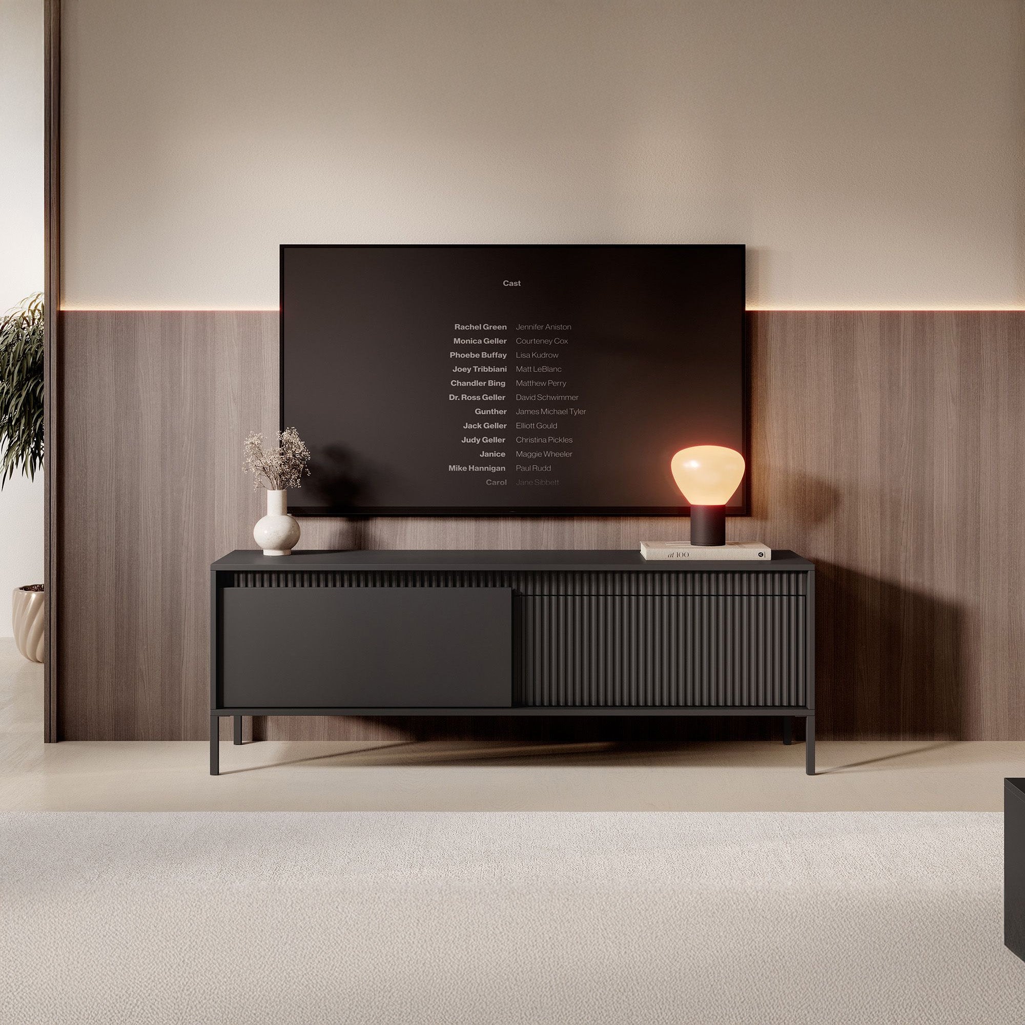 Saran - TV-Meubel - Mat zwart  - 154x40x53 cm