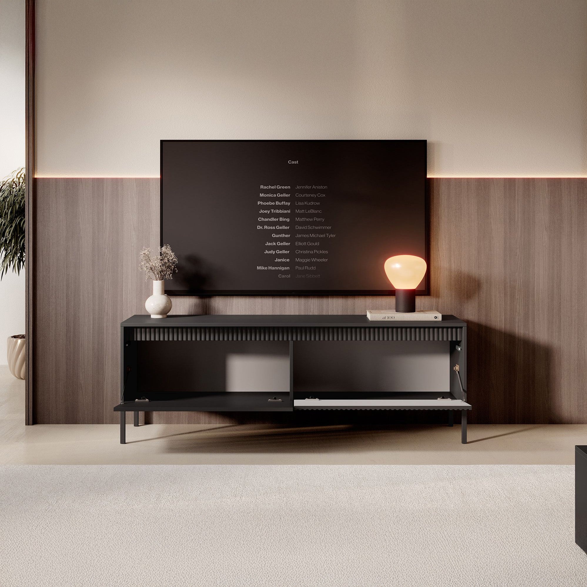 Saran - TV-Meubel - Mat zwart  - 154x40x53 cm