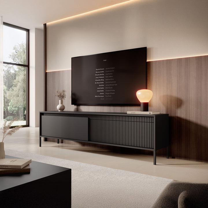 Saran - TV-Meubel - Mat zwart  - 187x40x53 cm