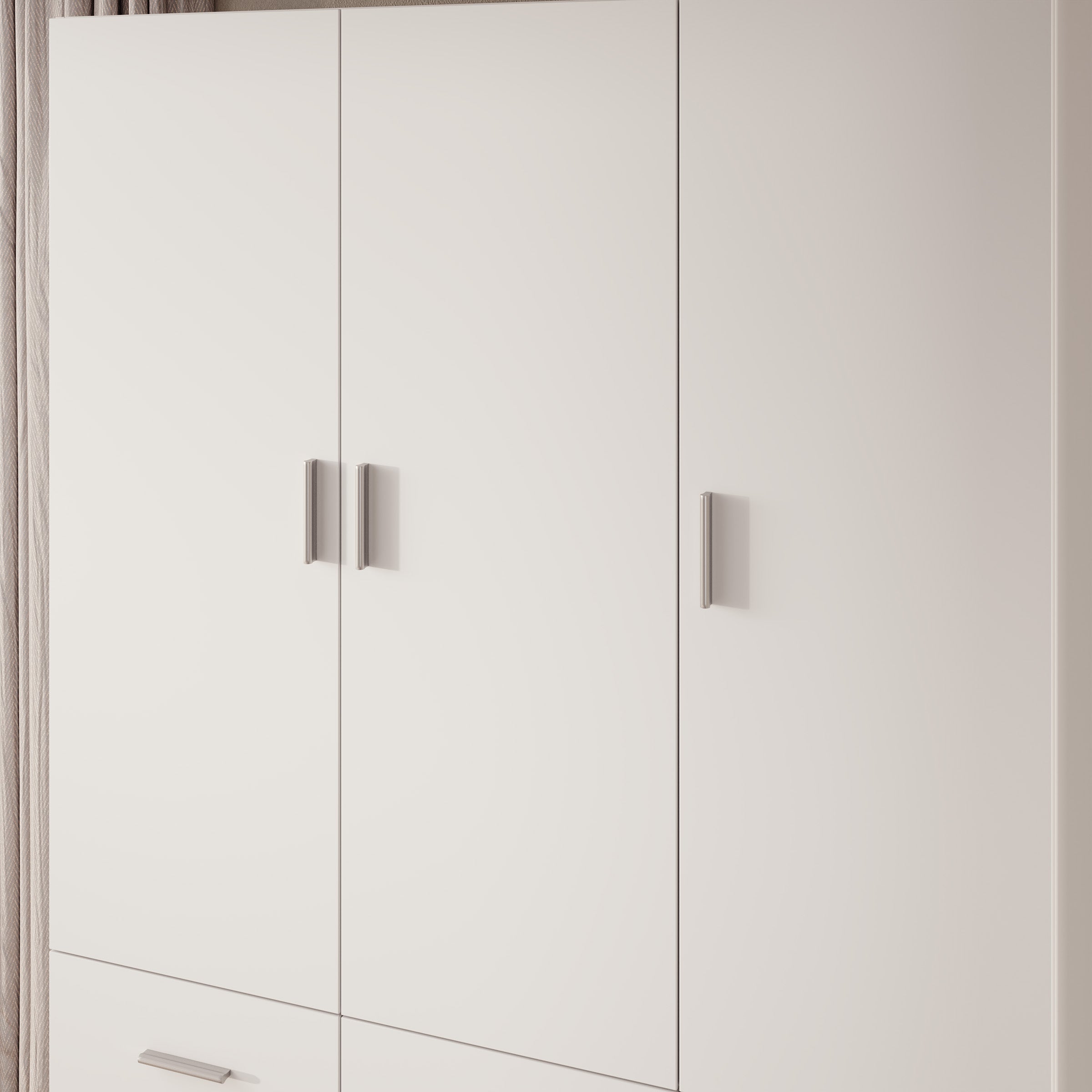 Savaneta - Kledingkast 3-deurs - Wit - 136x54x198 cm
