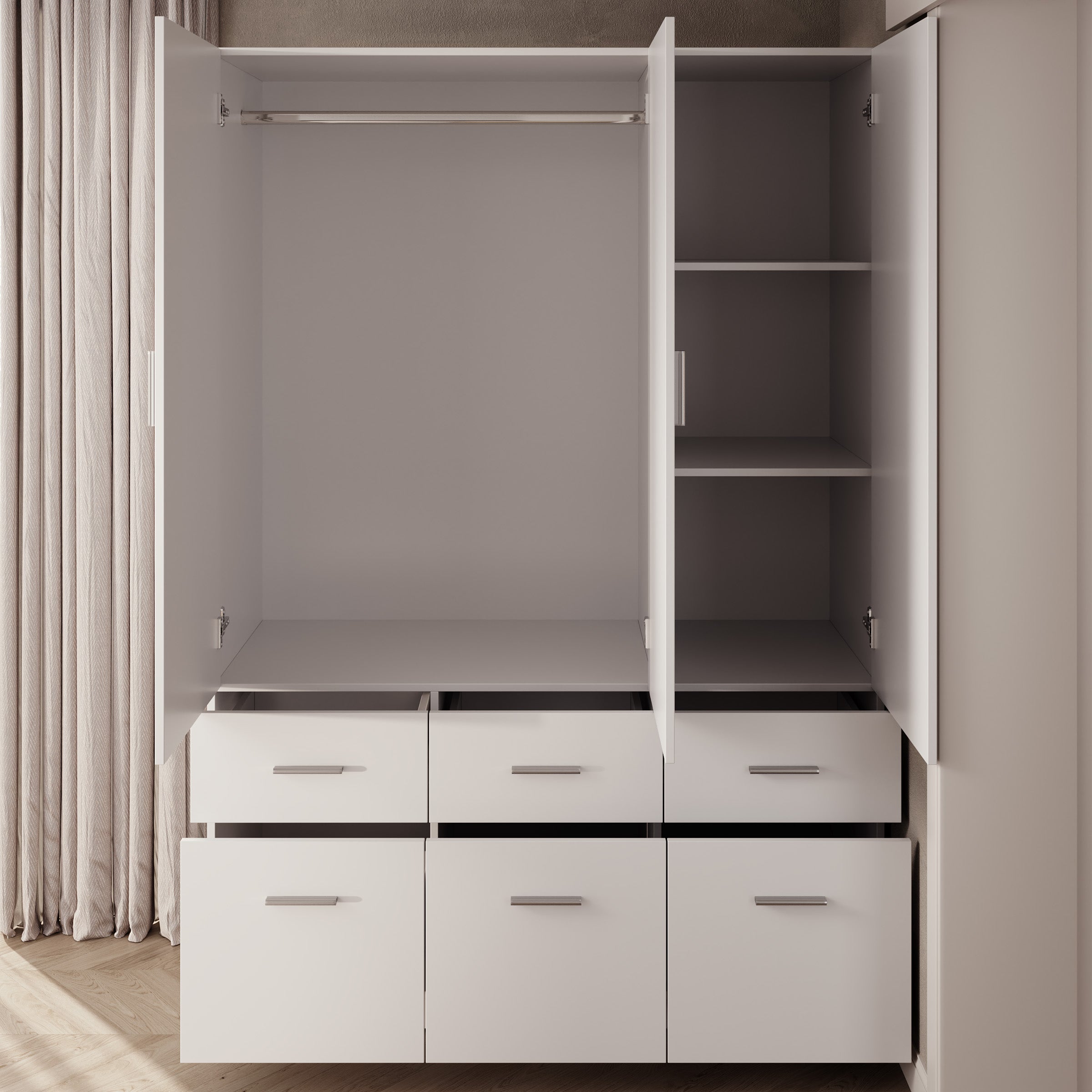 Savaneta - Kledingkast 3-deurs - Wit - 136x54x198 cm