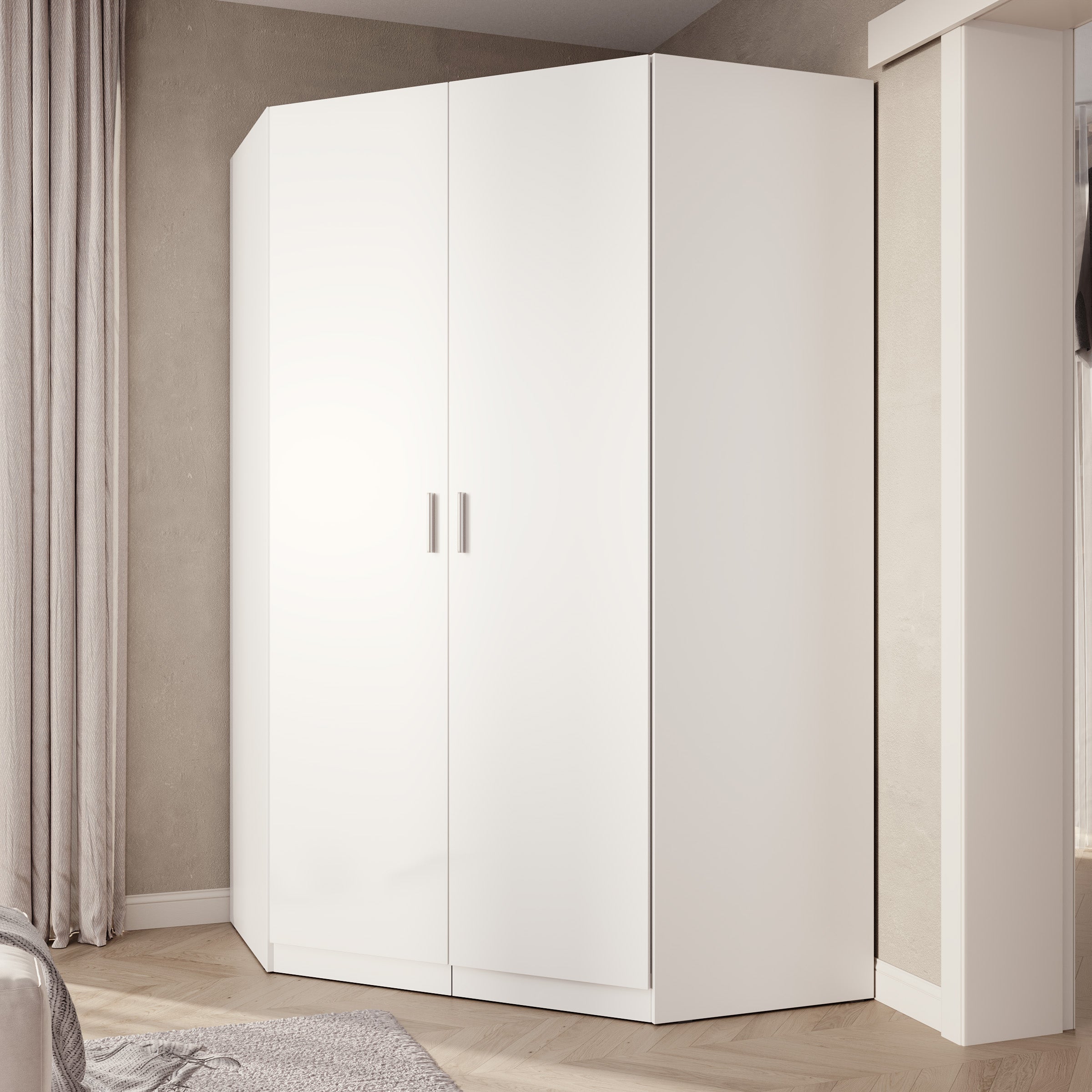 Savaneta - Kledingkast hoek 2-deurs - Wit - 117x117x197 cm