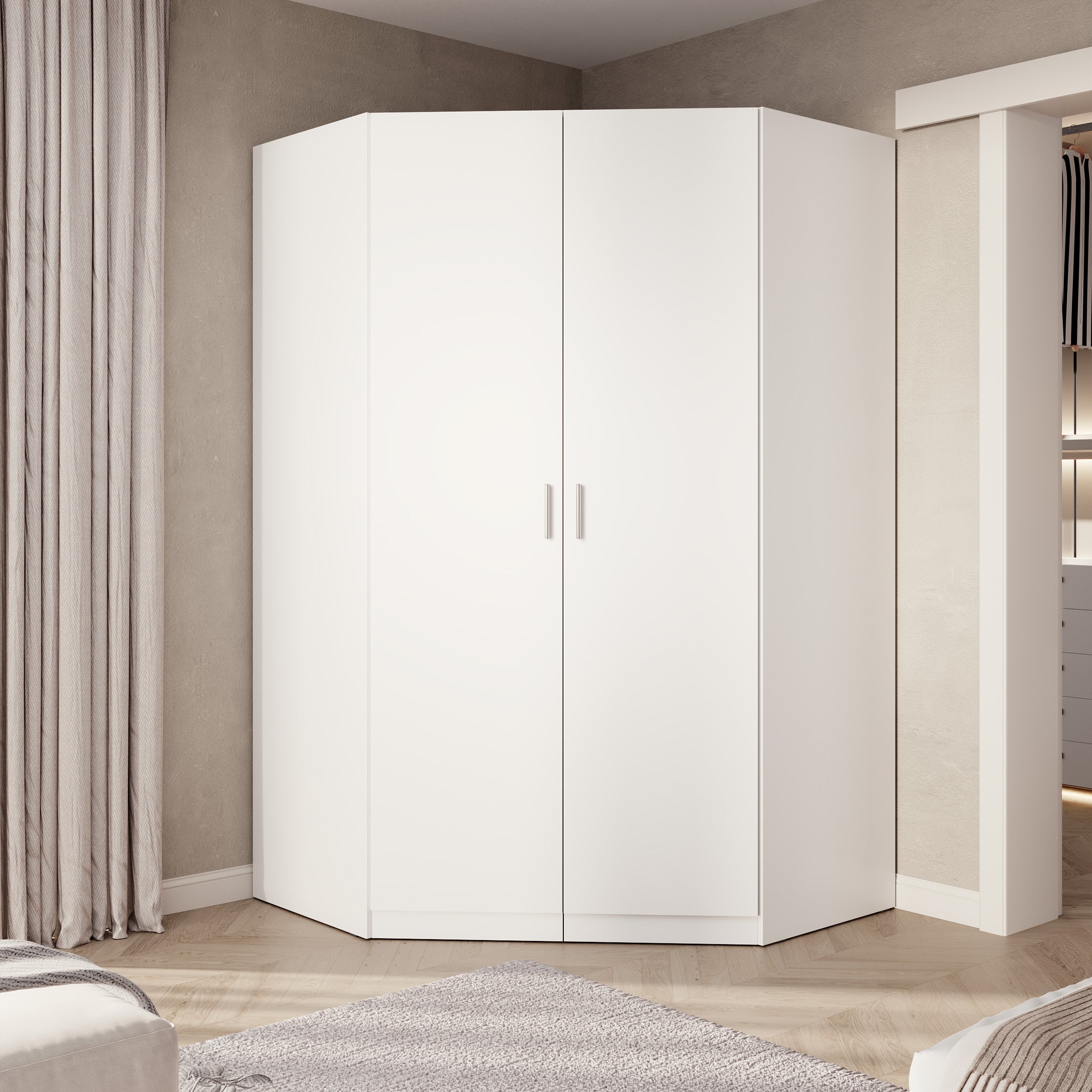 Savaneta - Kledingkast hoek 2-deurs - Wit - 117x117x197 cm