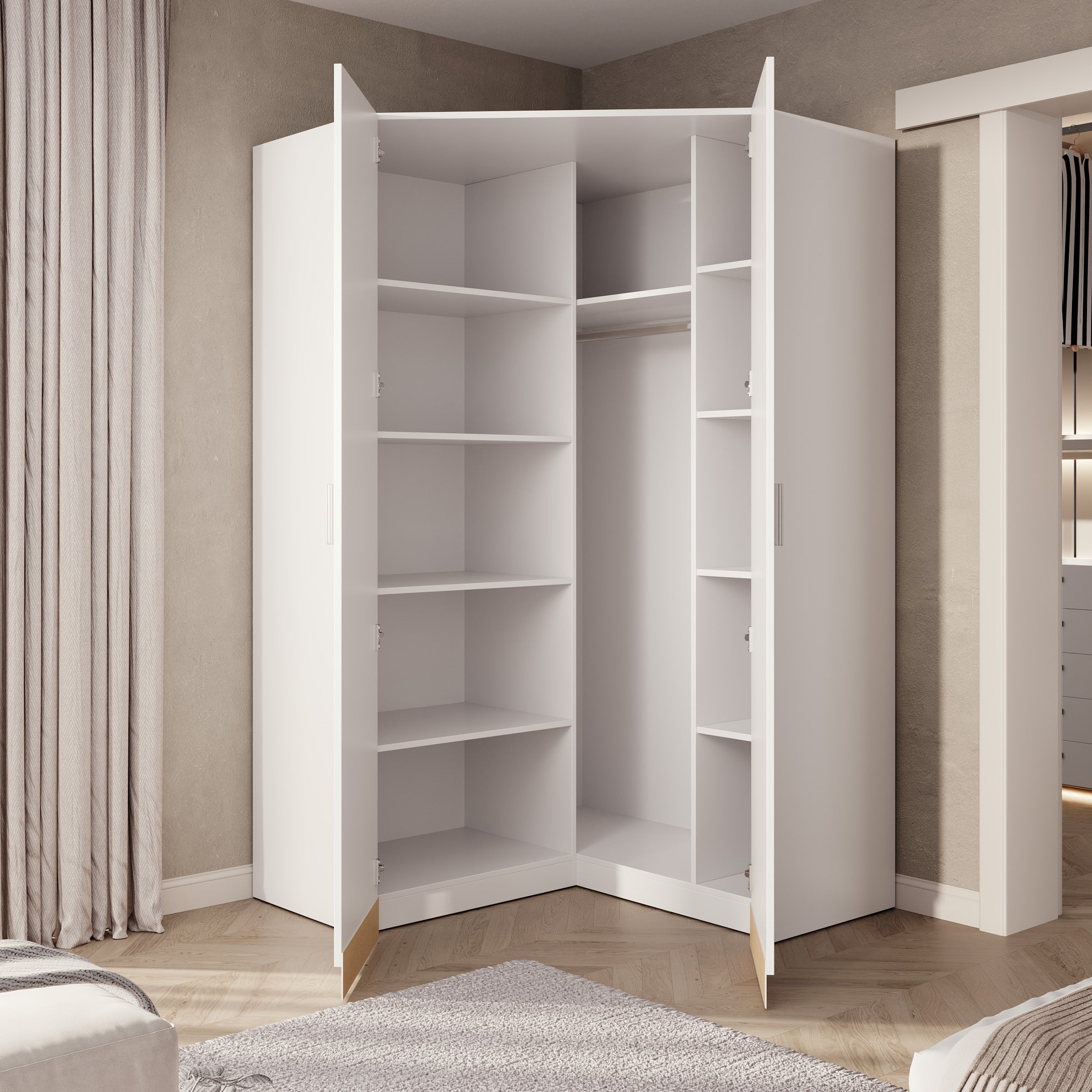 Savaneta - Kledingkast hoek 2-deurs - Wit - 117x117x197 cm