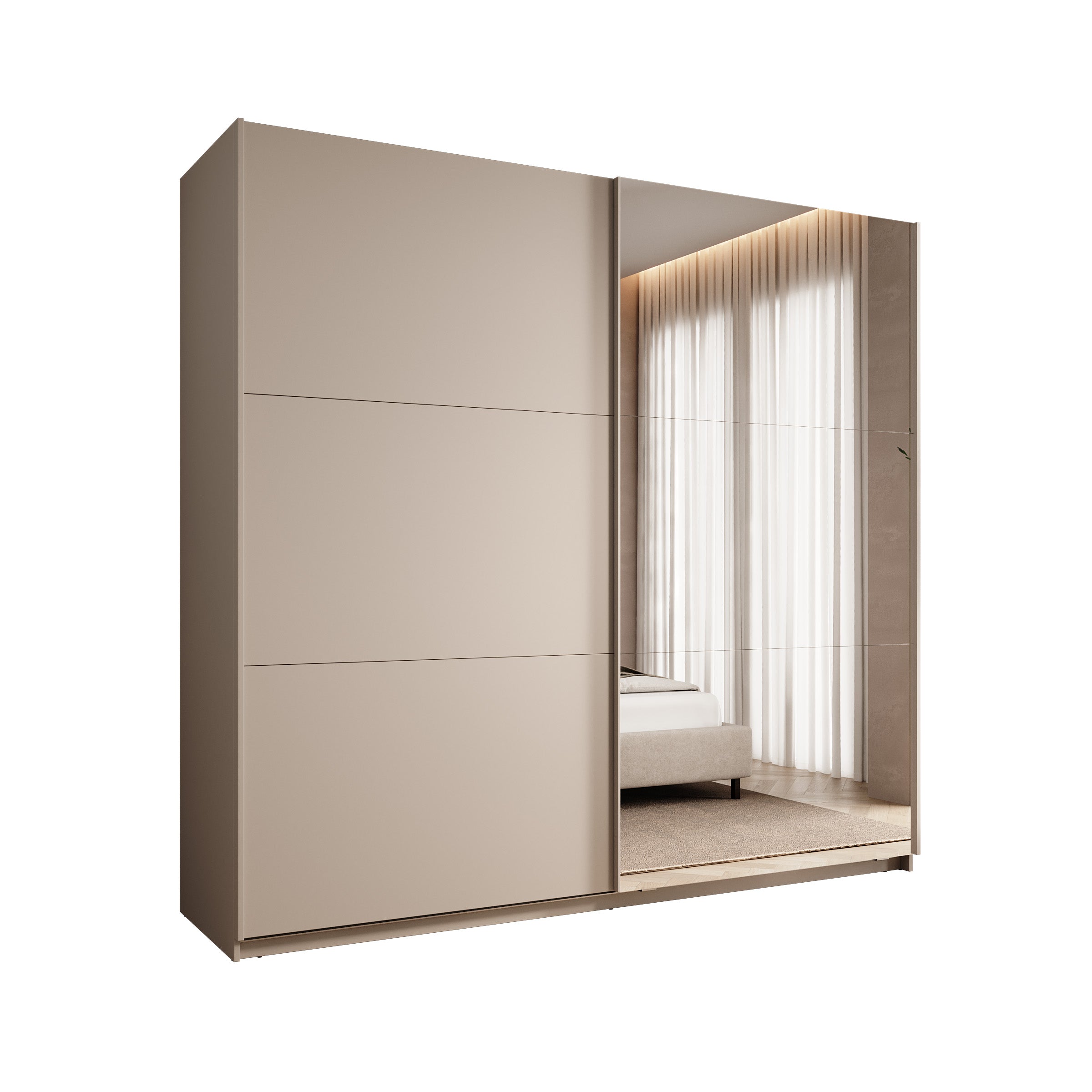 Savio - Kledingkast met schuifdeuren - Beige - 221x60x207 cm