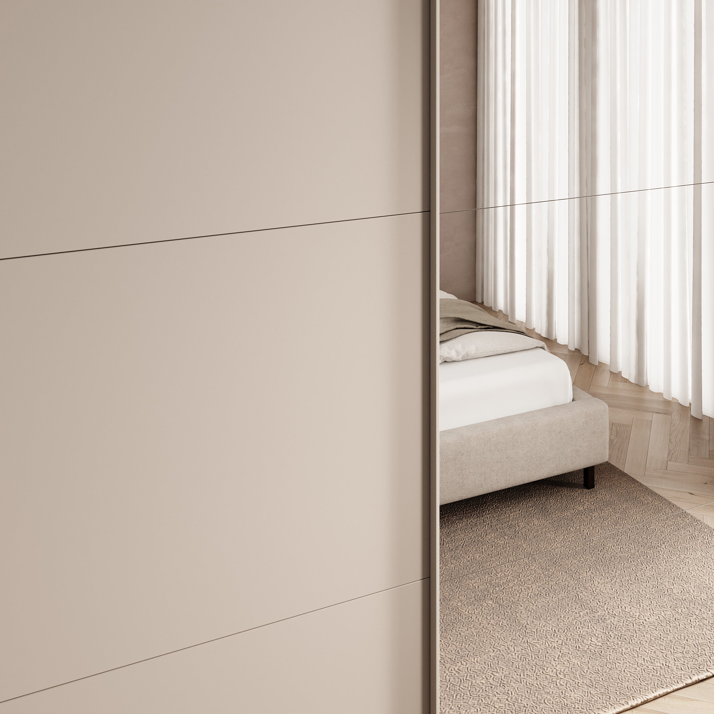 Savio - Kledingkast met schuifdeuren - Beige - 221x60x207 cm