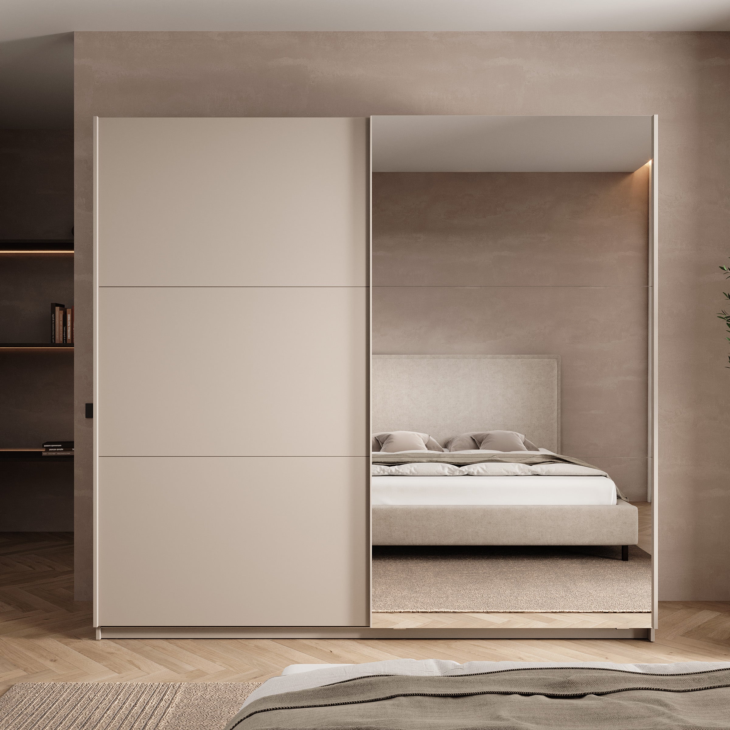 Savio - Kledingkast met schuifdeuren - Beige - 221x60x207 cm