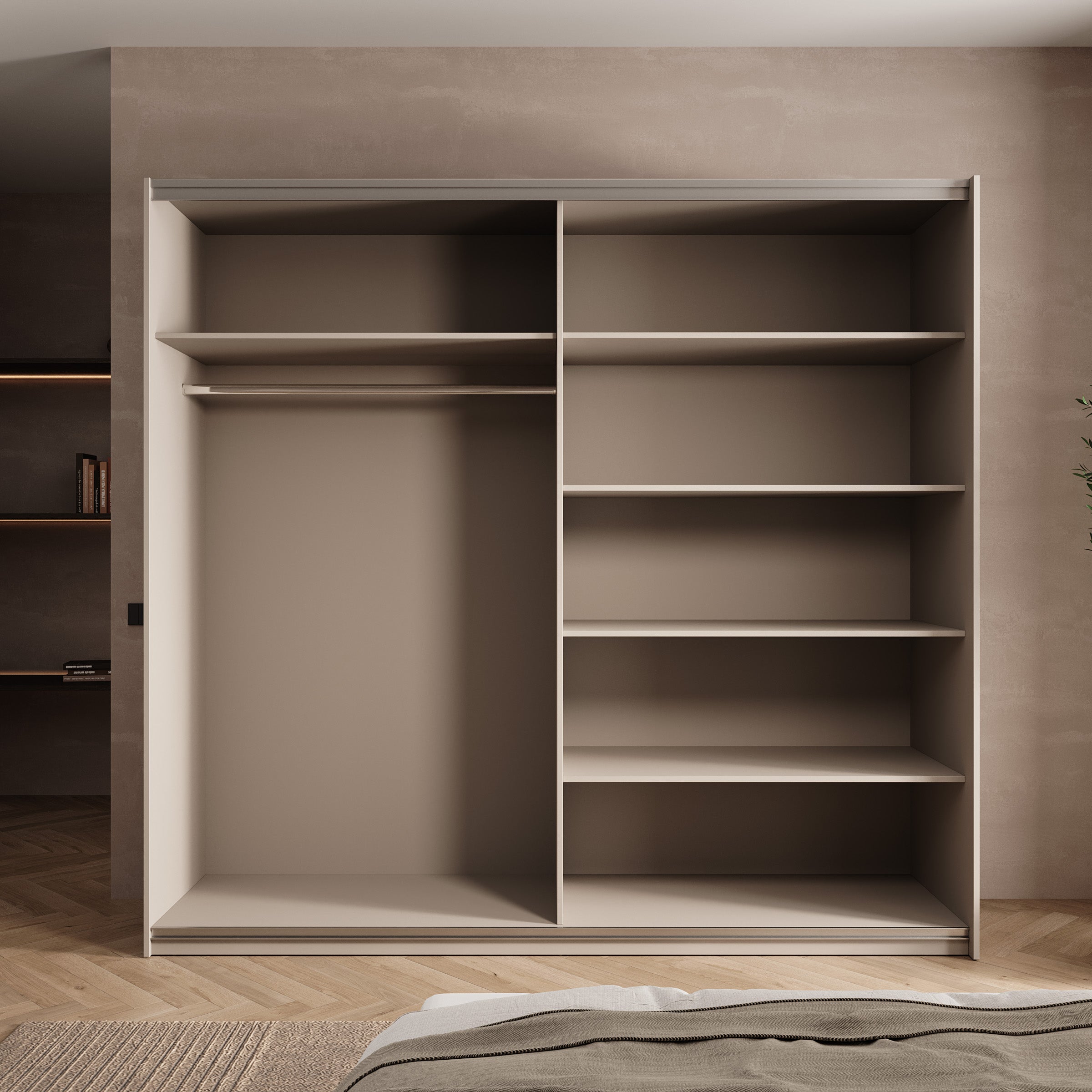 Savio - Kledingkast met schuifdeuren - Beige - 221x60x207 cm