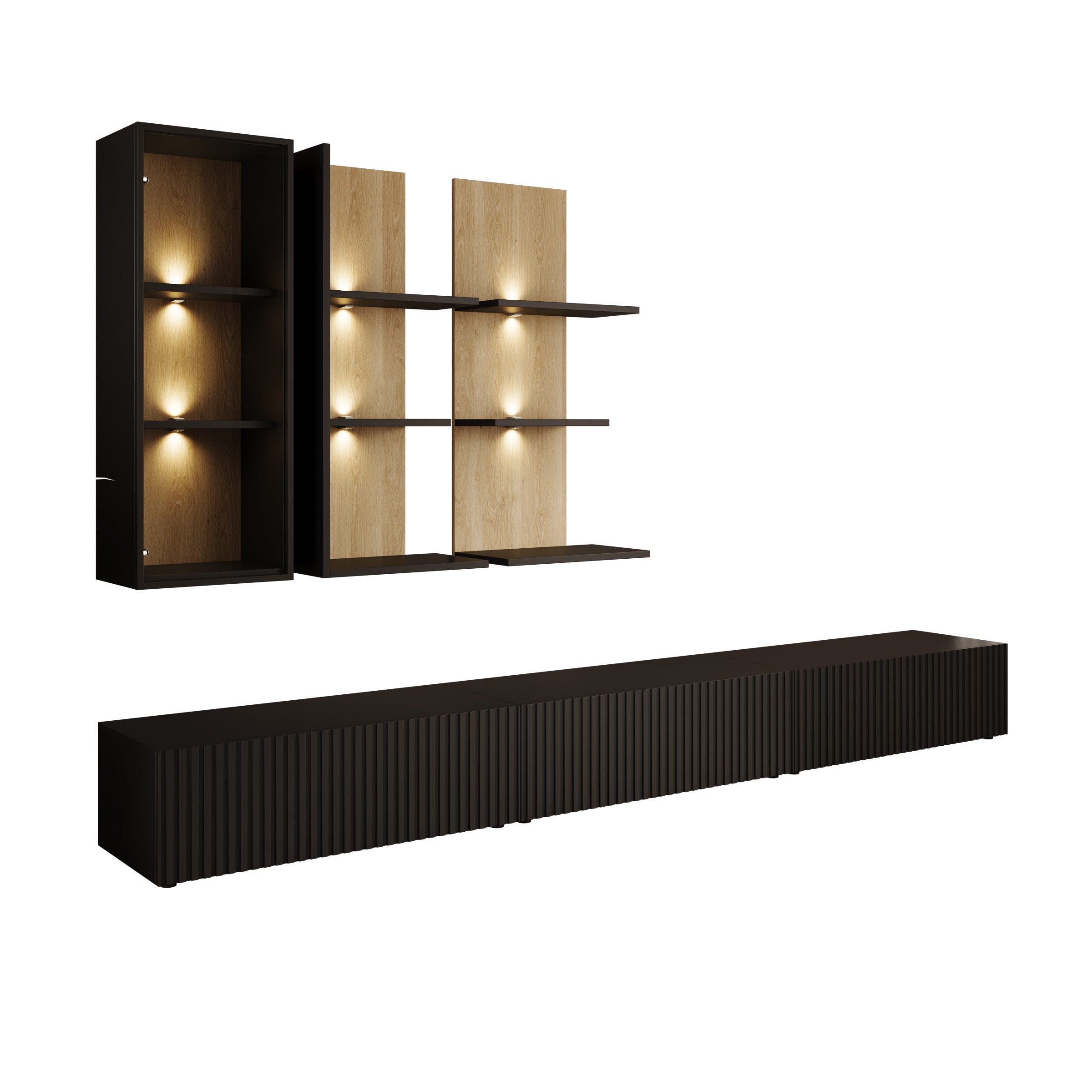 Savio - Wandmeubel - Zwart - 300x45x160 cm