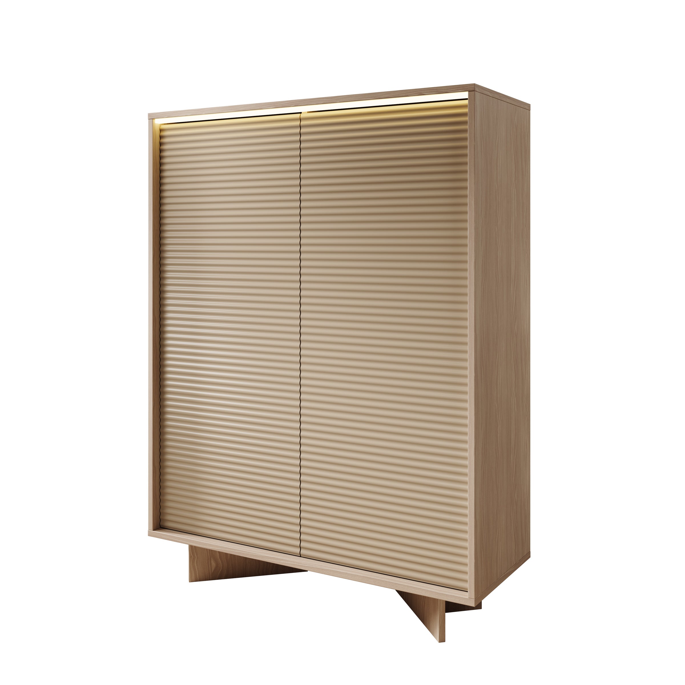 Selvio - Dressoir - Cappuccino / Eikenpatroon - 104x40x138 cm