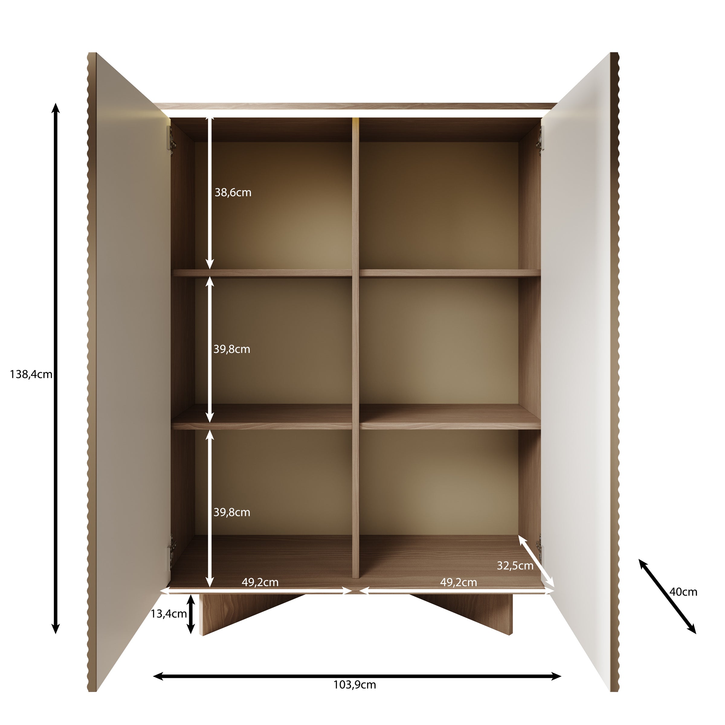 Selvio - Dressoir - Cappuccino / Eikenpatroon - 104x40x138 cm