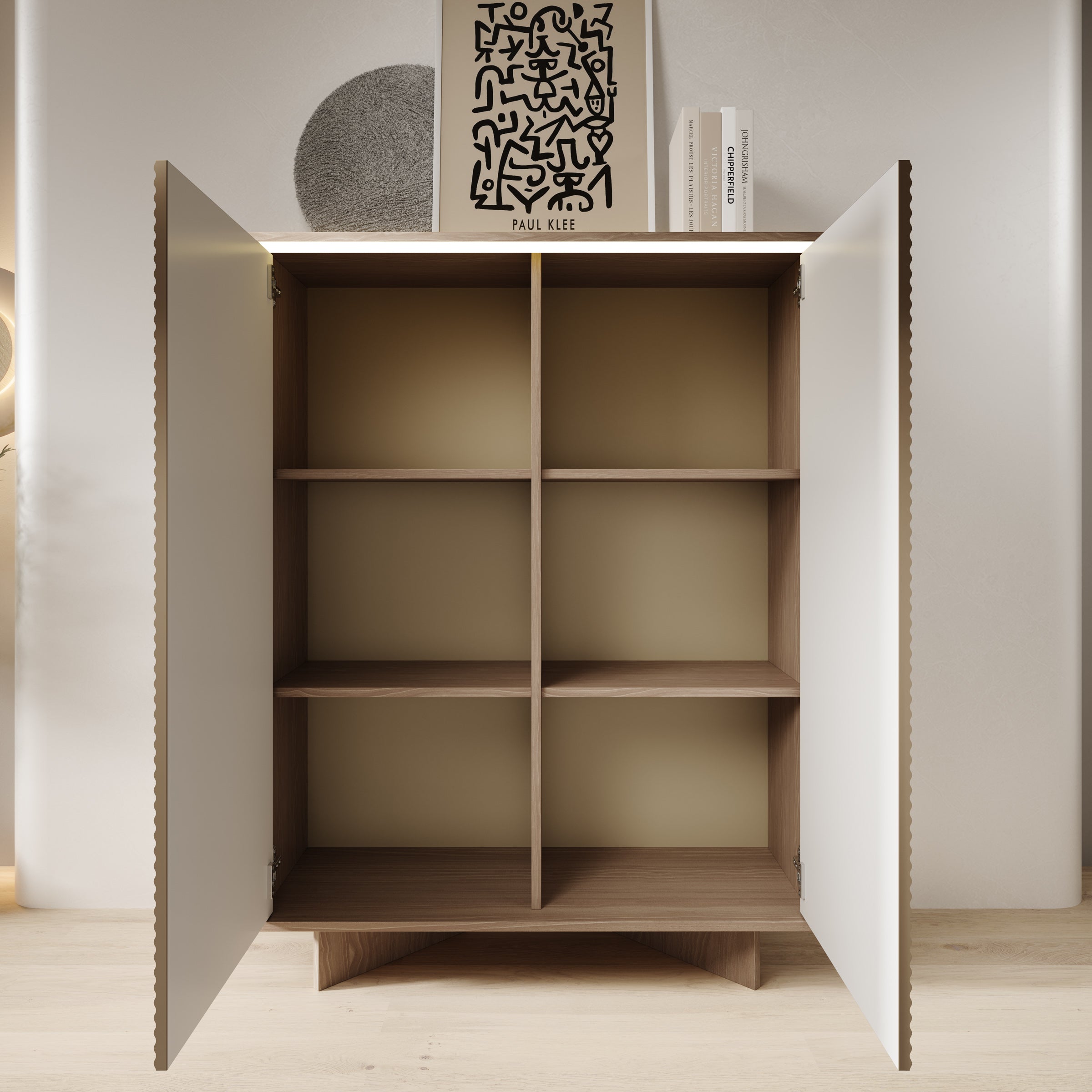 Selvio - Dressoir - Cappuccino / Eikenpatroon - 104x40x138 cm