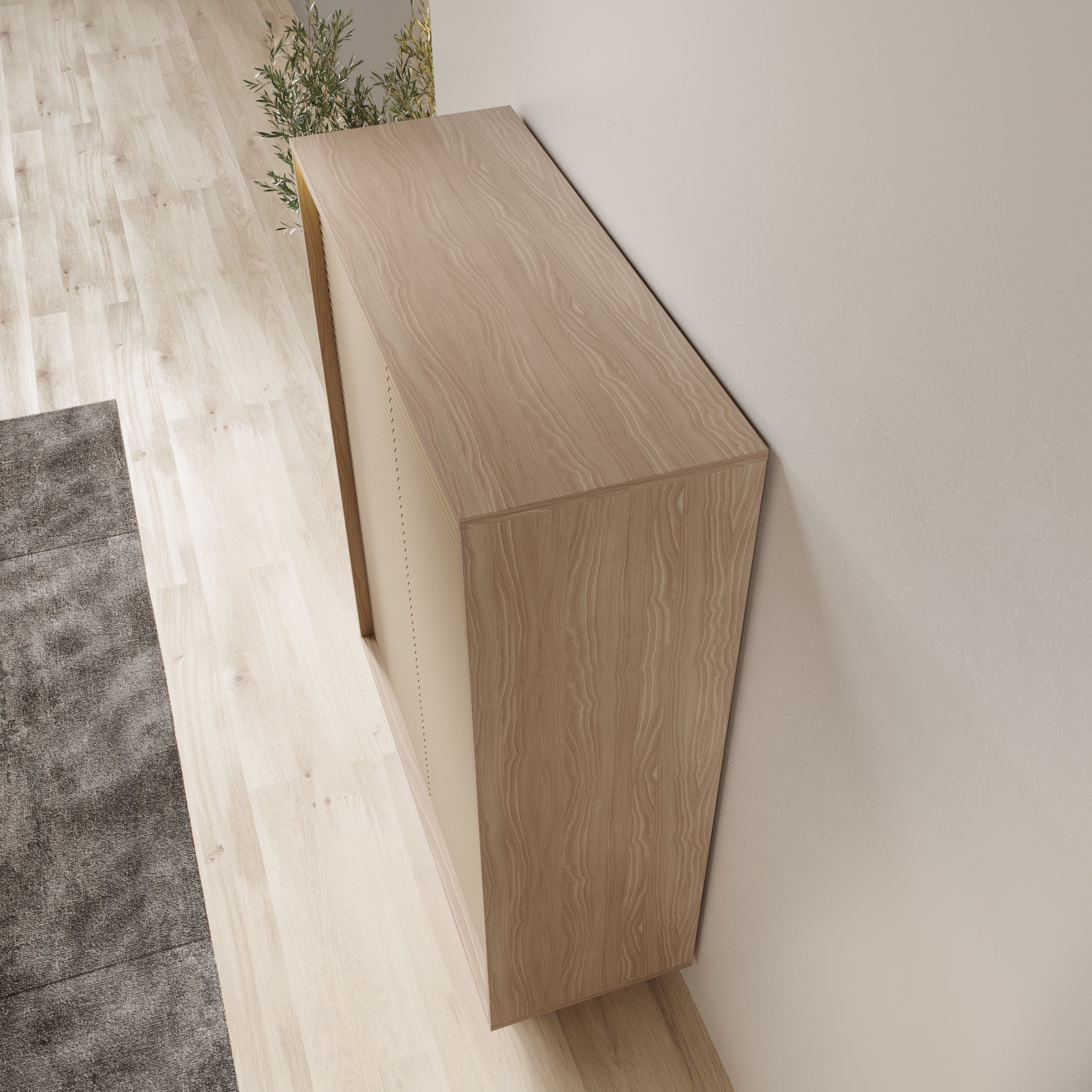 Selvio - Dressoir - Cappuccino / Eikenpatroon - 104x40x138 cm