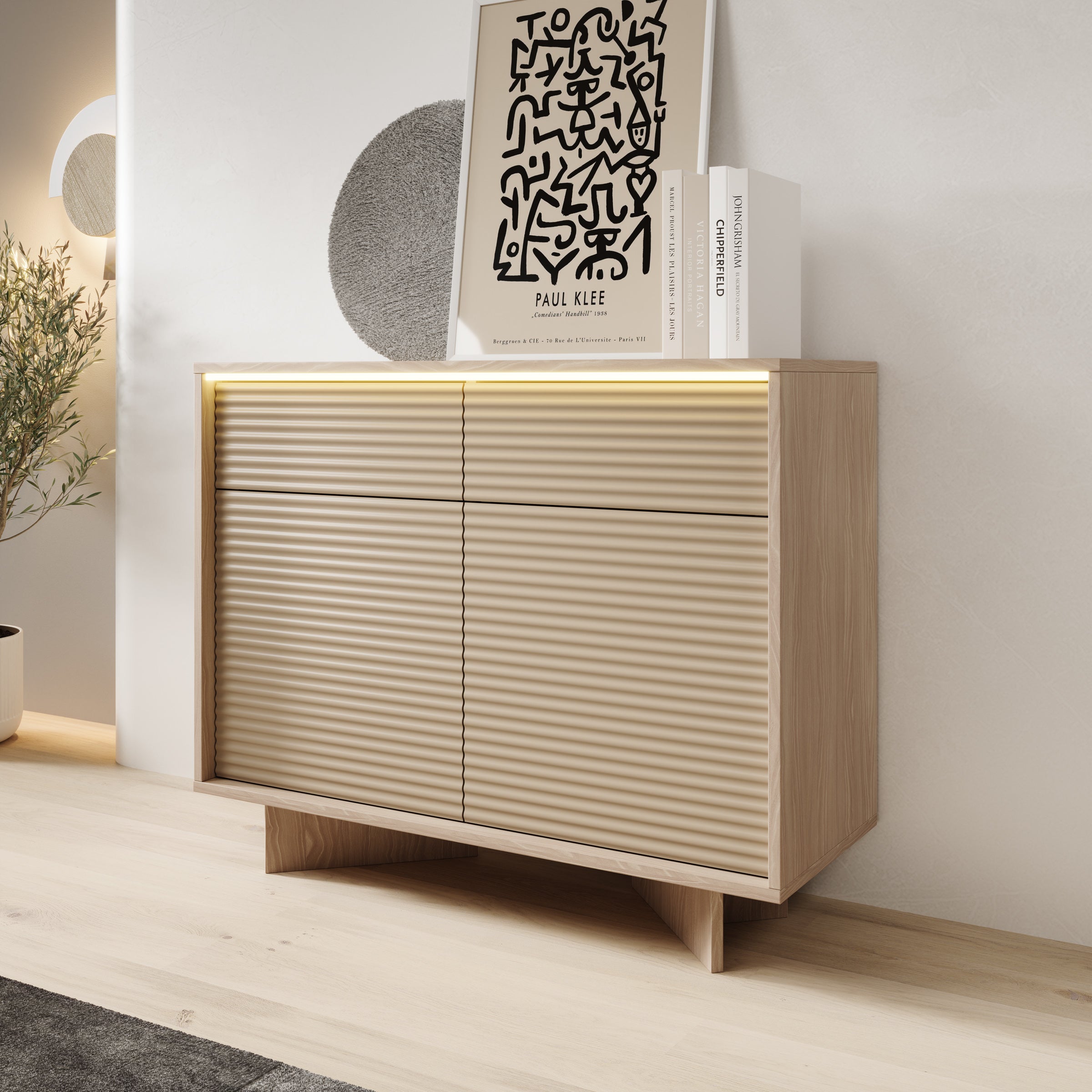 Selvio - Dressoir - Cappuccino / Eikenpatroon - 104x40x84 cm