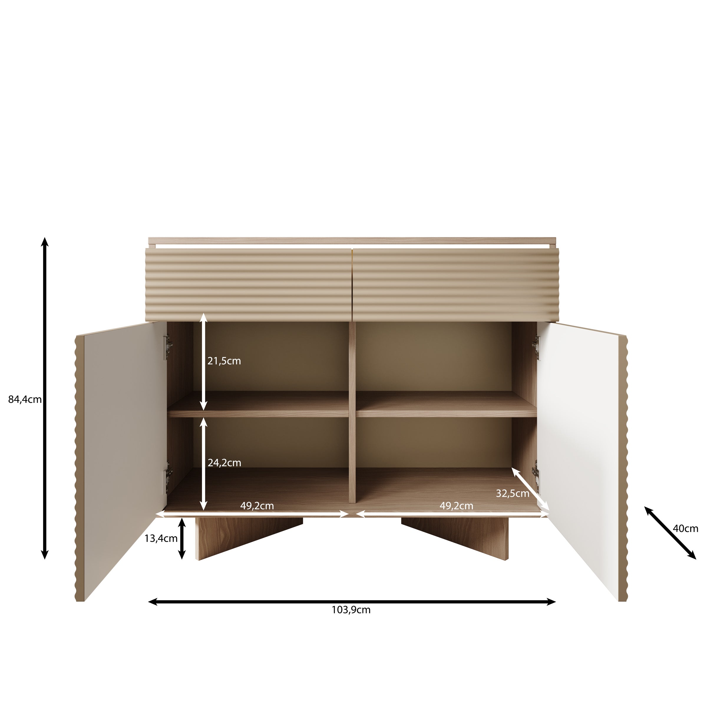 Selvio - Dressoir - Cappuccino / Eikenpatroon - 104x40x84 cm
