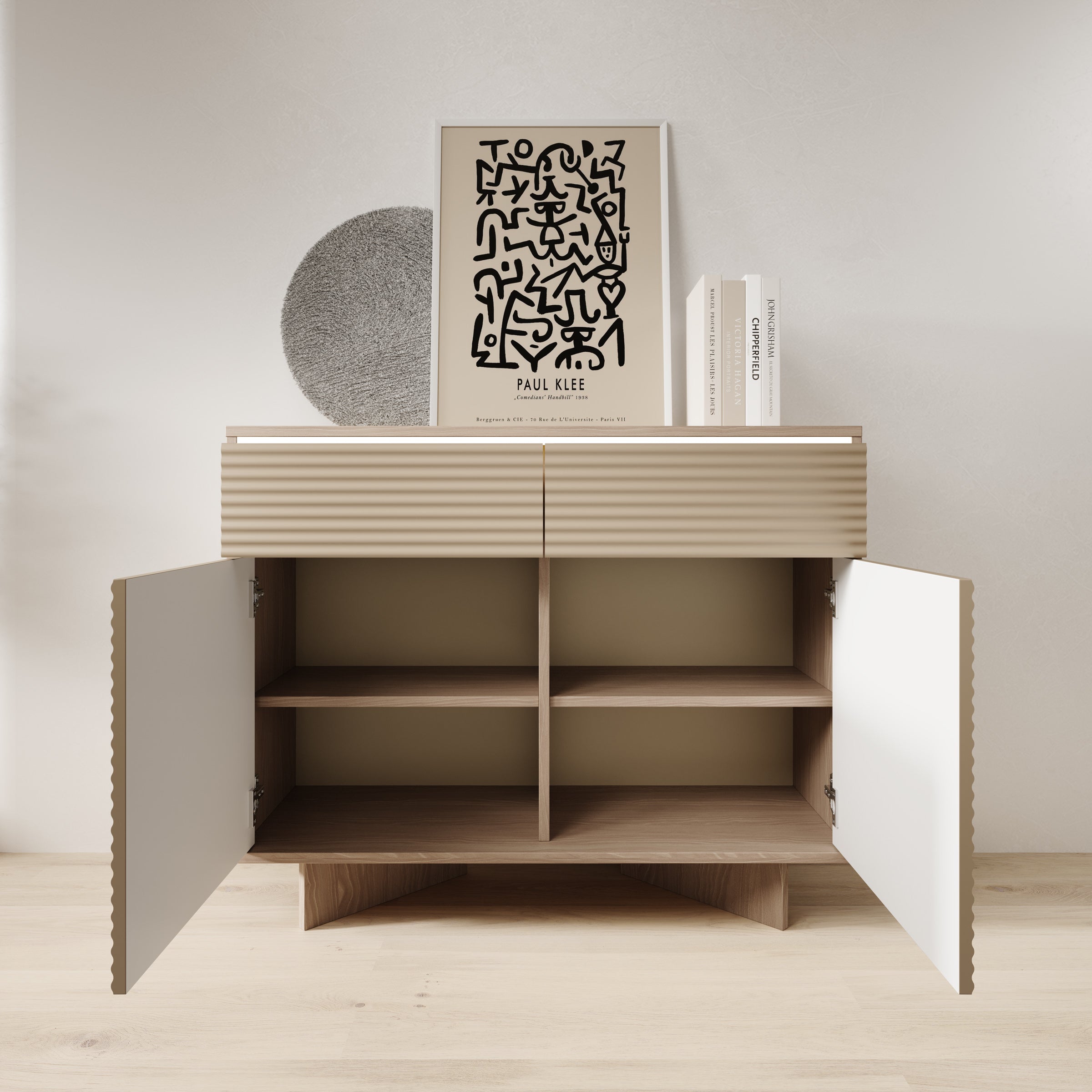 Selvio - Dressoir - Cappuccino / Eikenpatroon - 104x40x84 cm