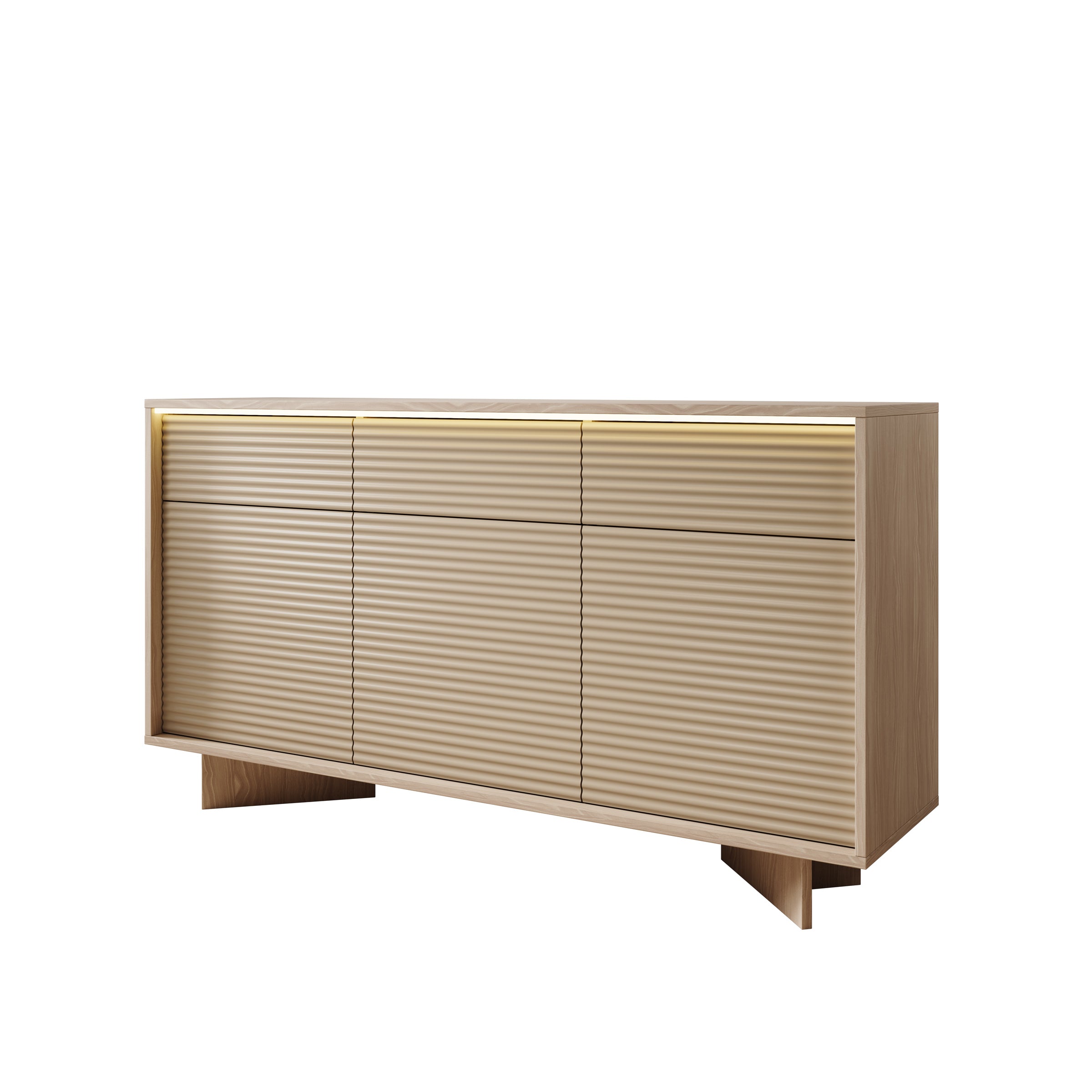 Selvio - Dressoir - Cappuccino / Eikenpatroon - 154x40x84 cm