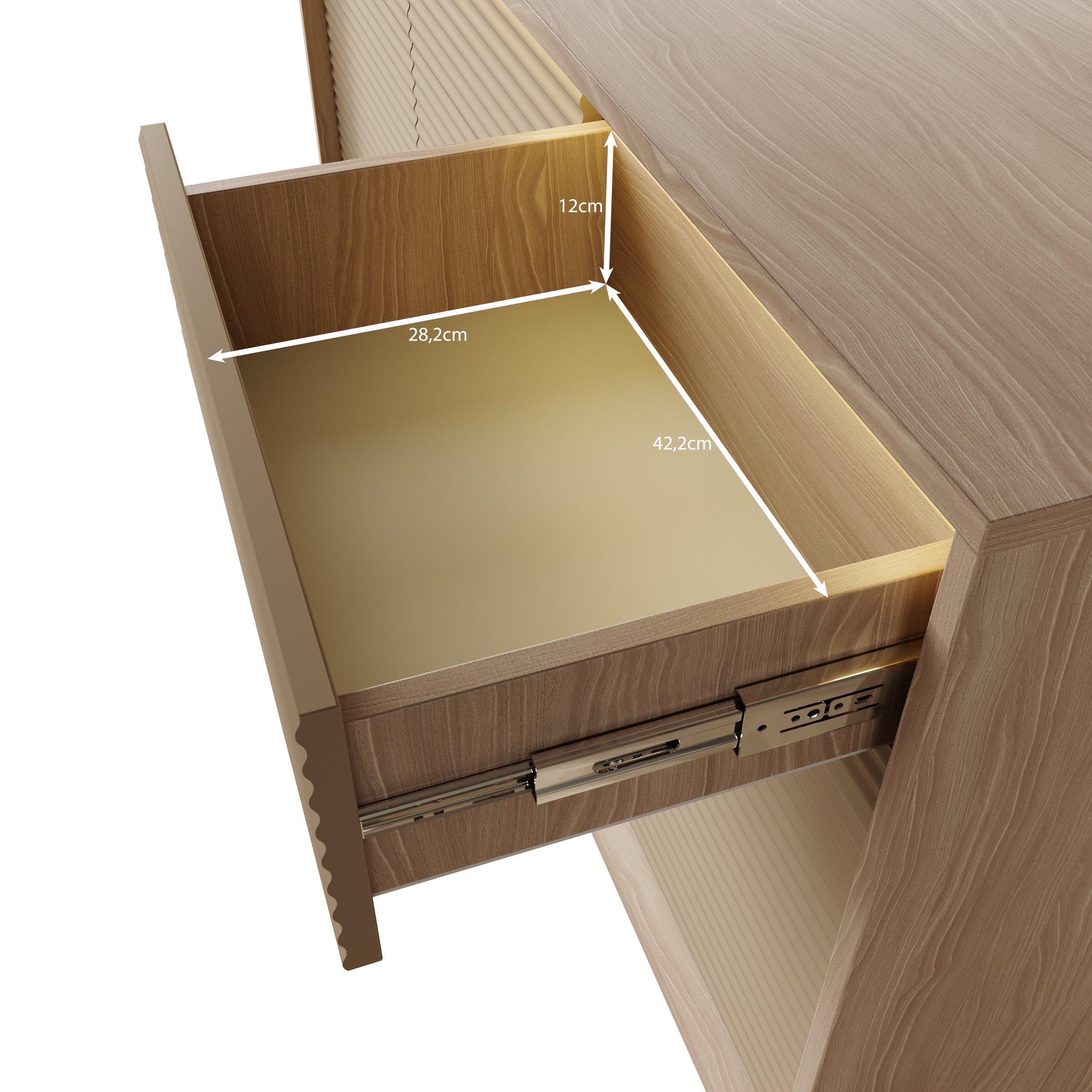 Selvio - Dressoir - Cappuccino / Eikenpatroon - 154x40x84 cm