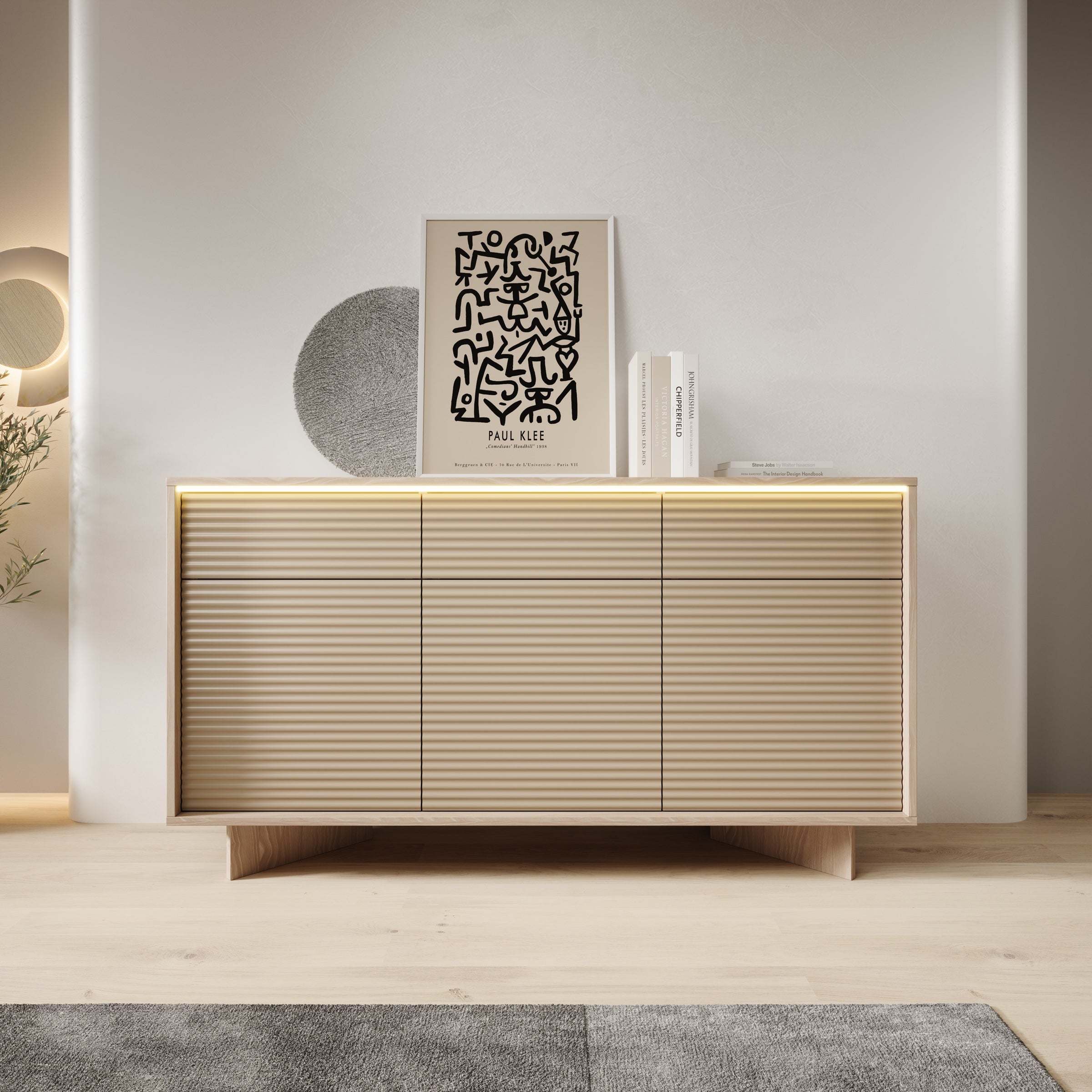 Selvio - Dressoir - Cappuccino / Eikenpatroon - 154x40x84 cm