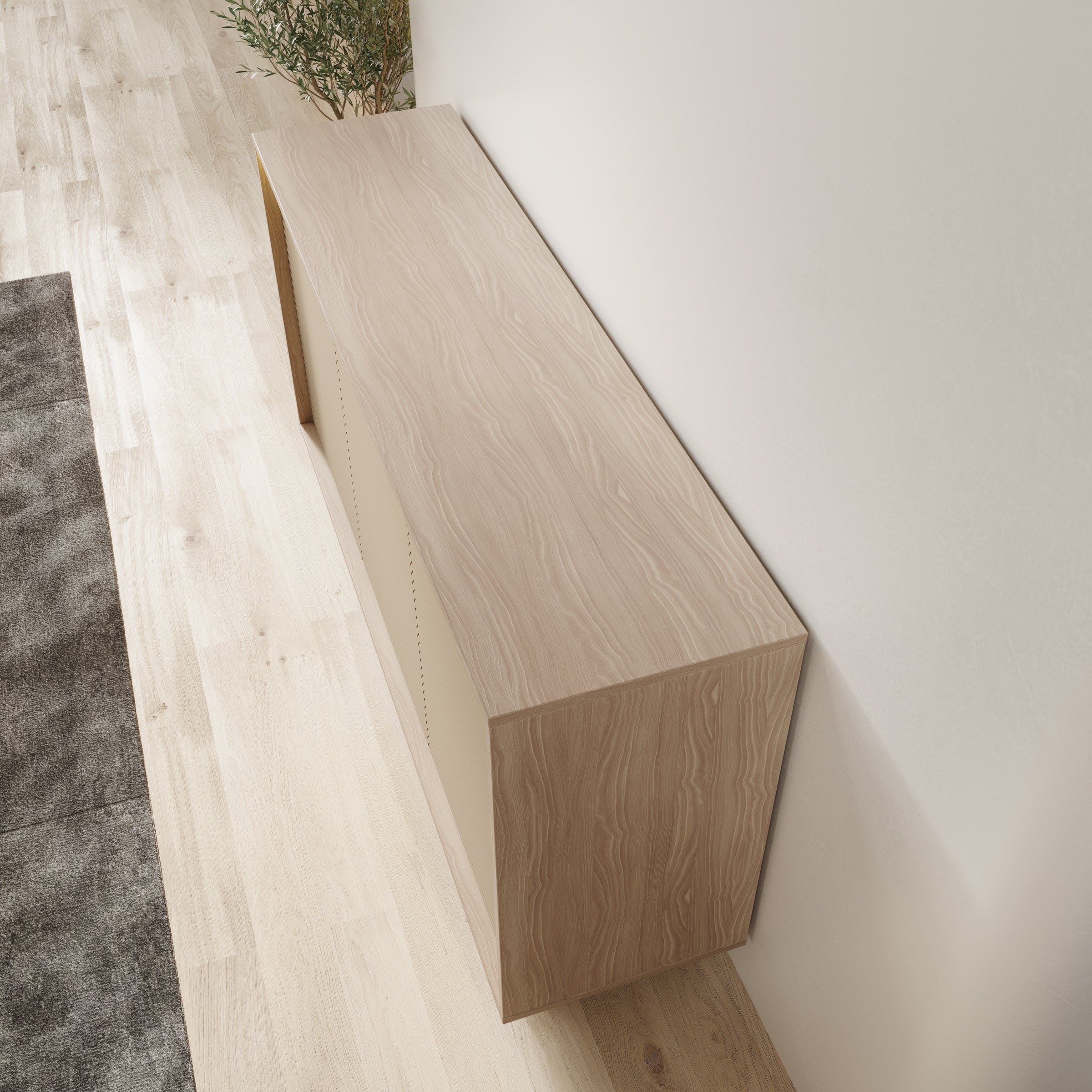 Selvio - Dressoir - Cappuccino / Eikenpatroon - 154x40x84 cm