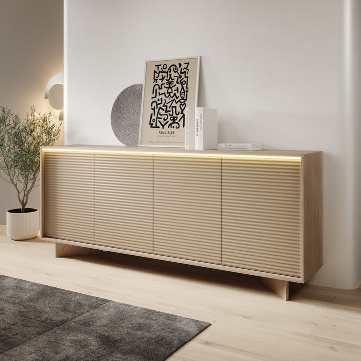 Selvio - Dressoir - Cappuccino / Eikenpatroon - 204x40x84 cm