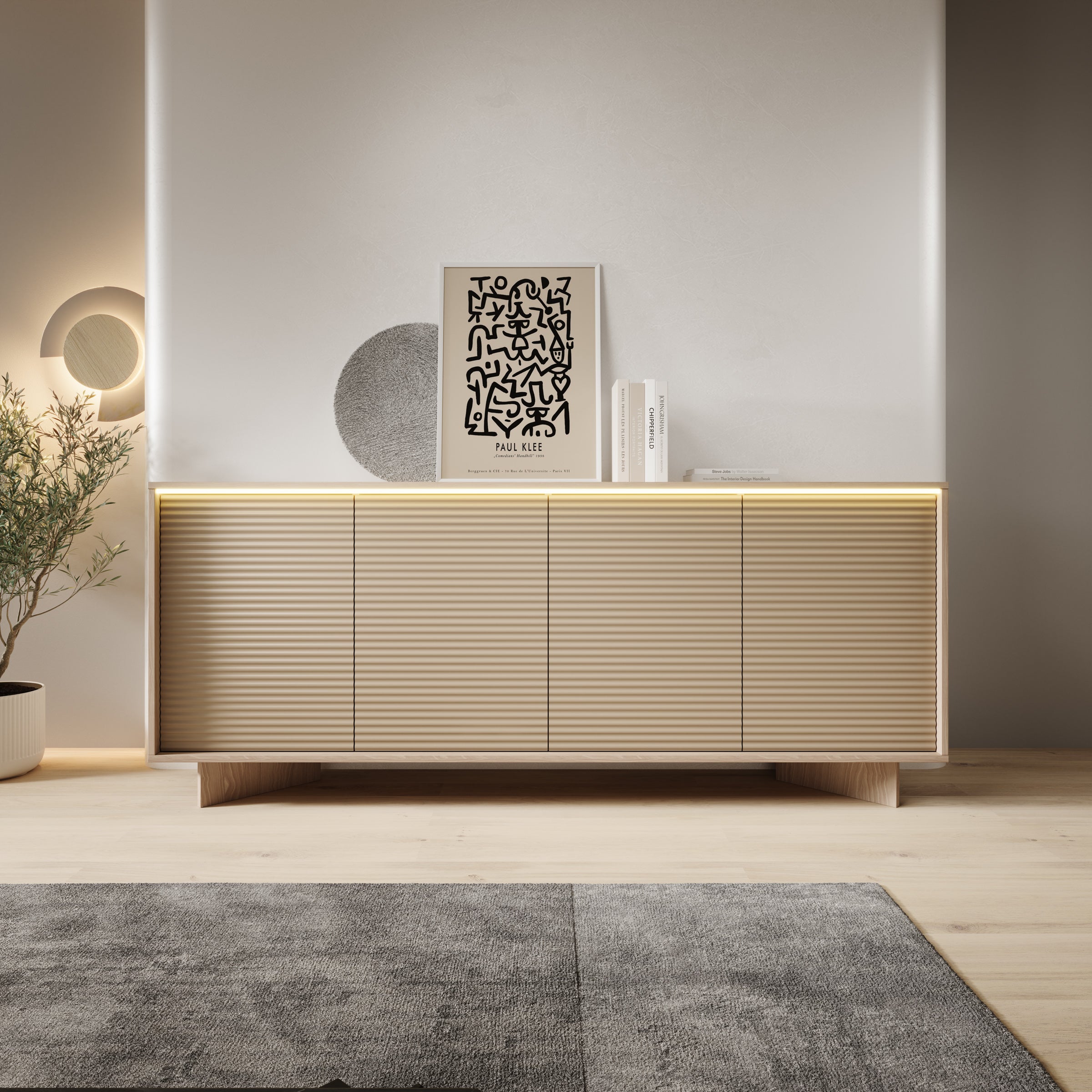 Selvio - Dressoir - Cappuccino / Eikenpatroon - 204x40x84 cm